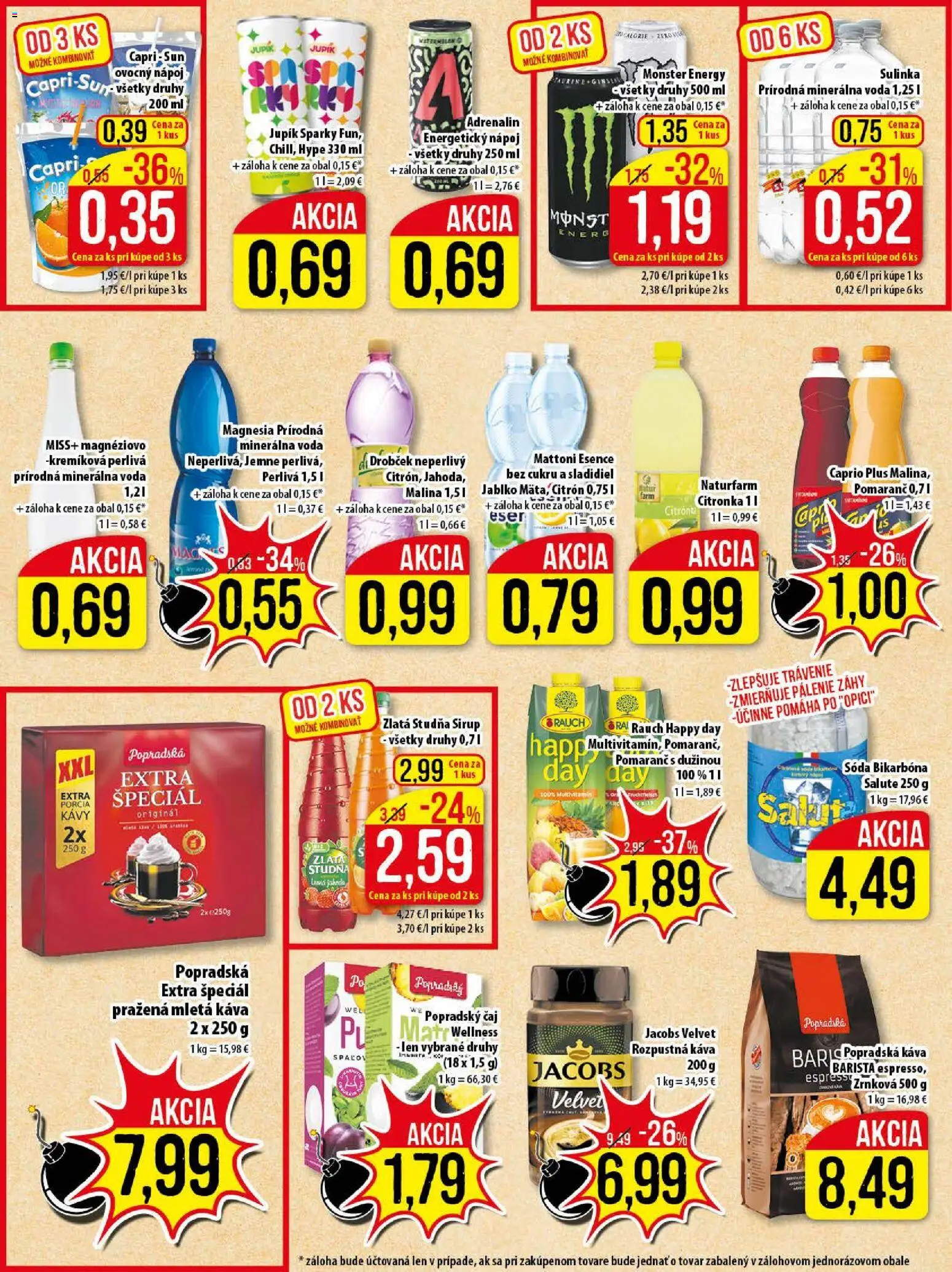 Nové Klas akcie – leták je platný od 17.11.2025 | Strana: 21 | Produkty: Barista, Sulinka, Minerálna voda, Energetický nápoj