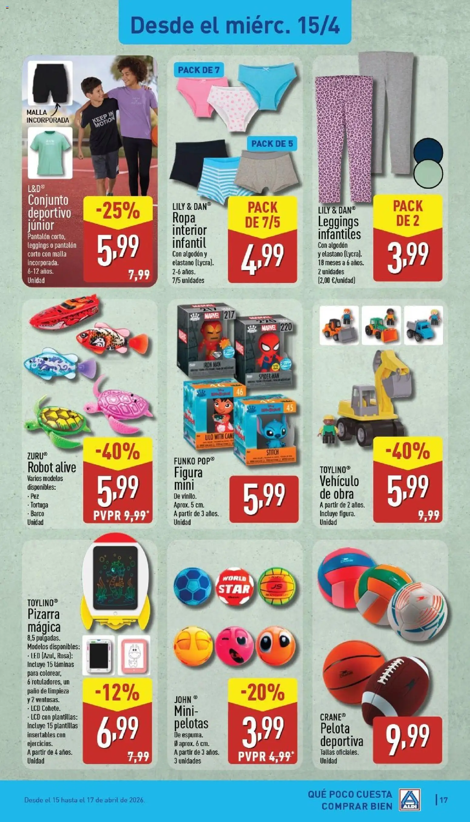 Aldi folleto Península │ válido desde el 13.04.2026 | Página: 17 | Productos: Ropa interior, Ropa, Robot, Pantalón corto