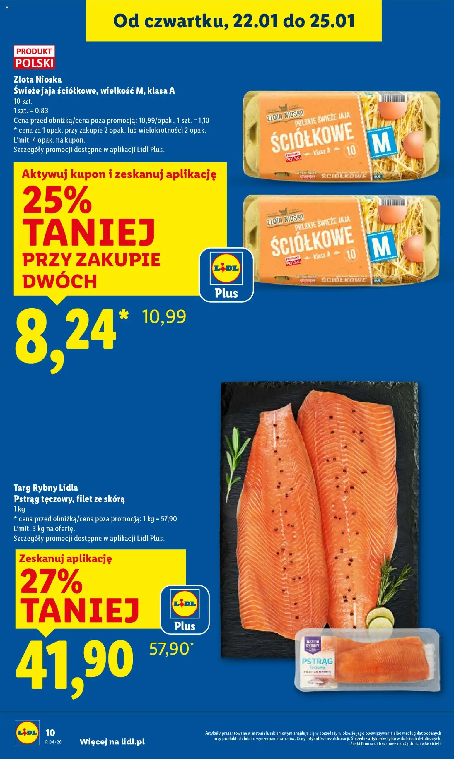 Lidl Gazetka od 22.01.2026 | Strona: 10 | Produkty: Pstrąg, Jaja