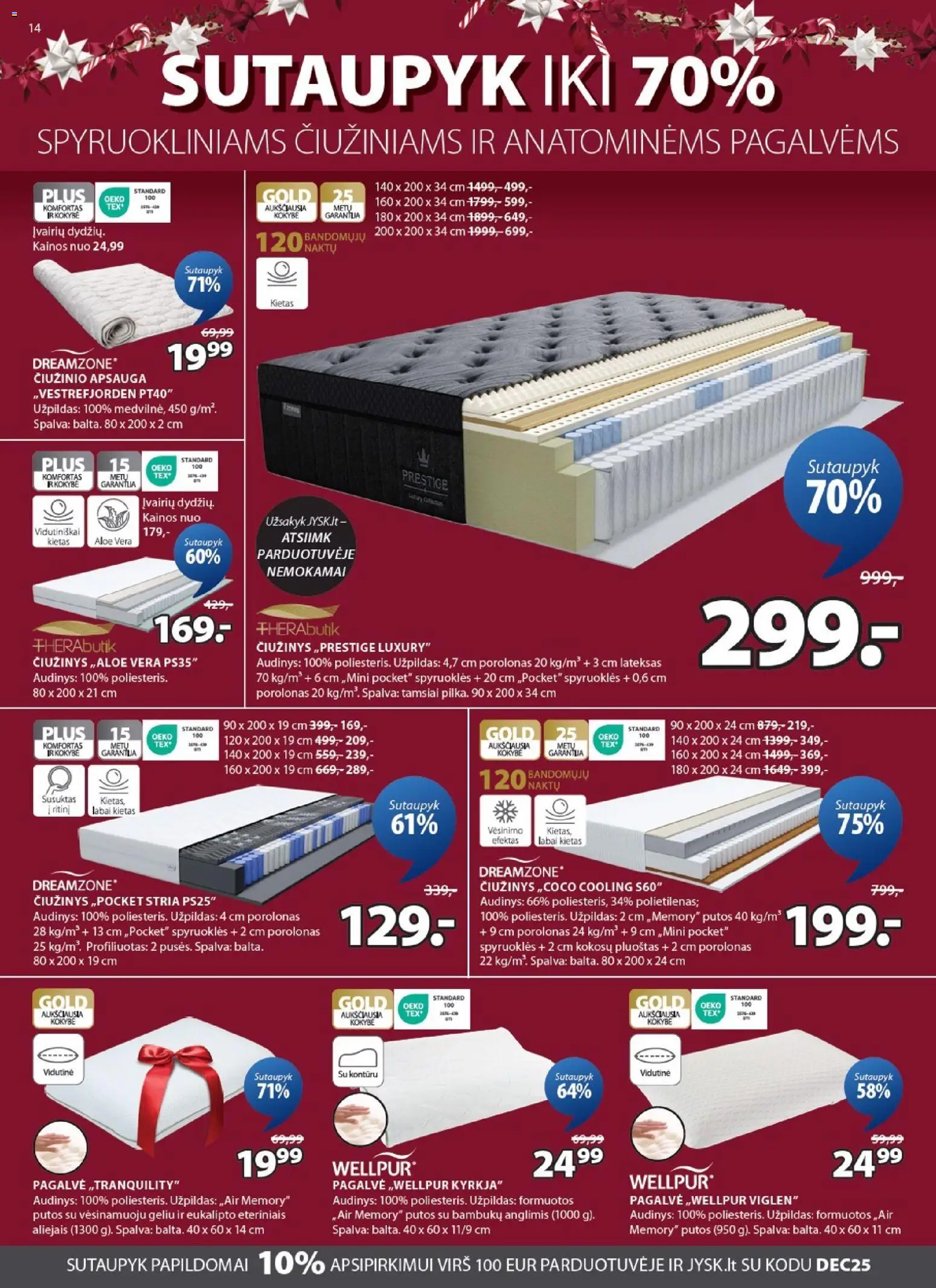 JYSK akcijos nuo 02.12.2025 | Puslapis: 14 | Prekių: Pagalvė, Čiužinys