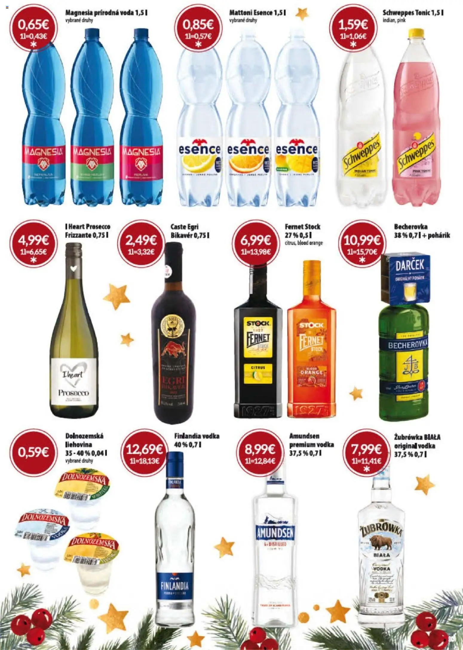 Nové KARMEN CBA akcie – leták je platný od 01.12.2025 | Strana: 40 | Produkty: Becherovka, Prosecco, Voda, Finlandia