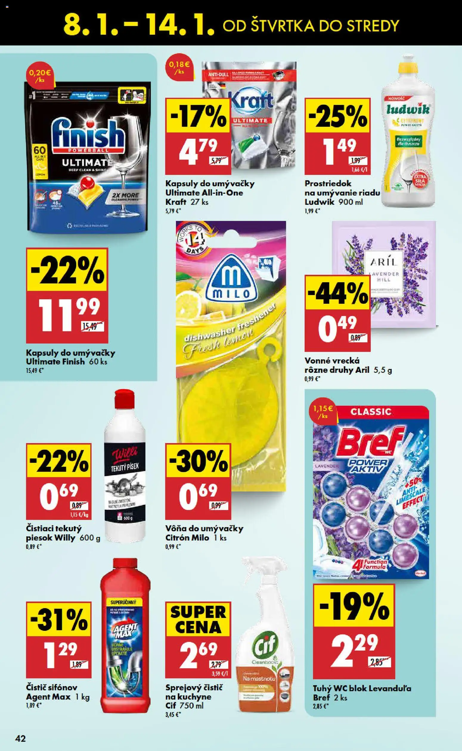 Nové Biedronka akcie – leták je platný od 08.01.2026 | Strana: 42 | Produkty: Wc, Kuchyne, Wc blok, Cif