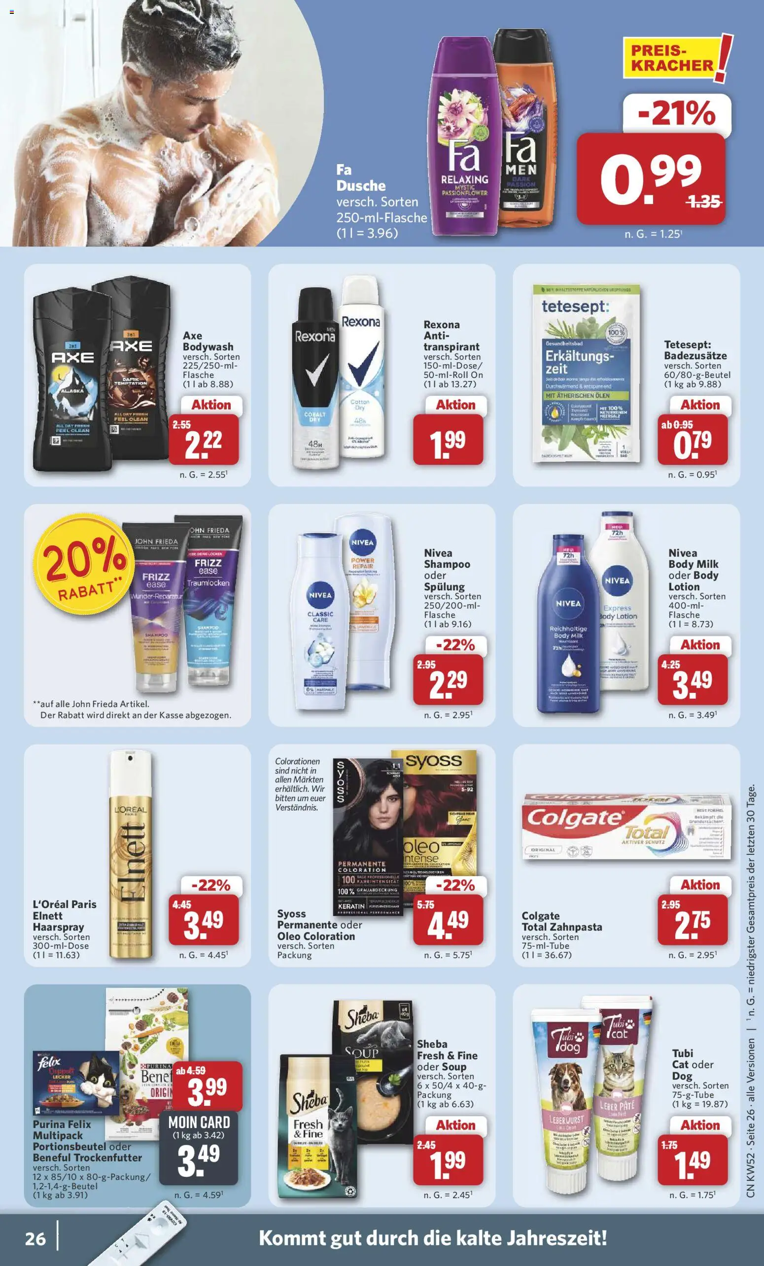 Combi Prospekt 	 – gültig ab 22.12.2025 | Seite: 26 | Produkte: Sheba, Coral, Shampoo, Body Milk