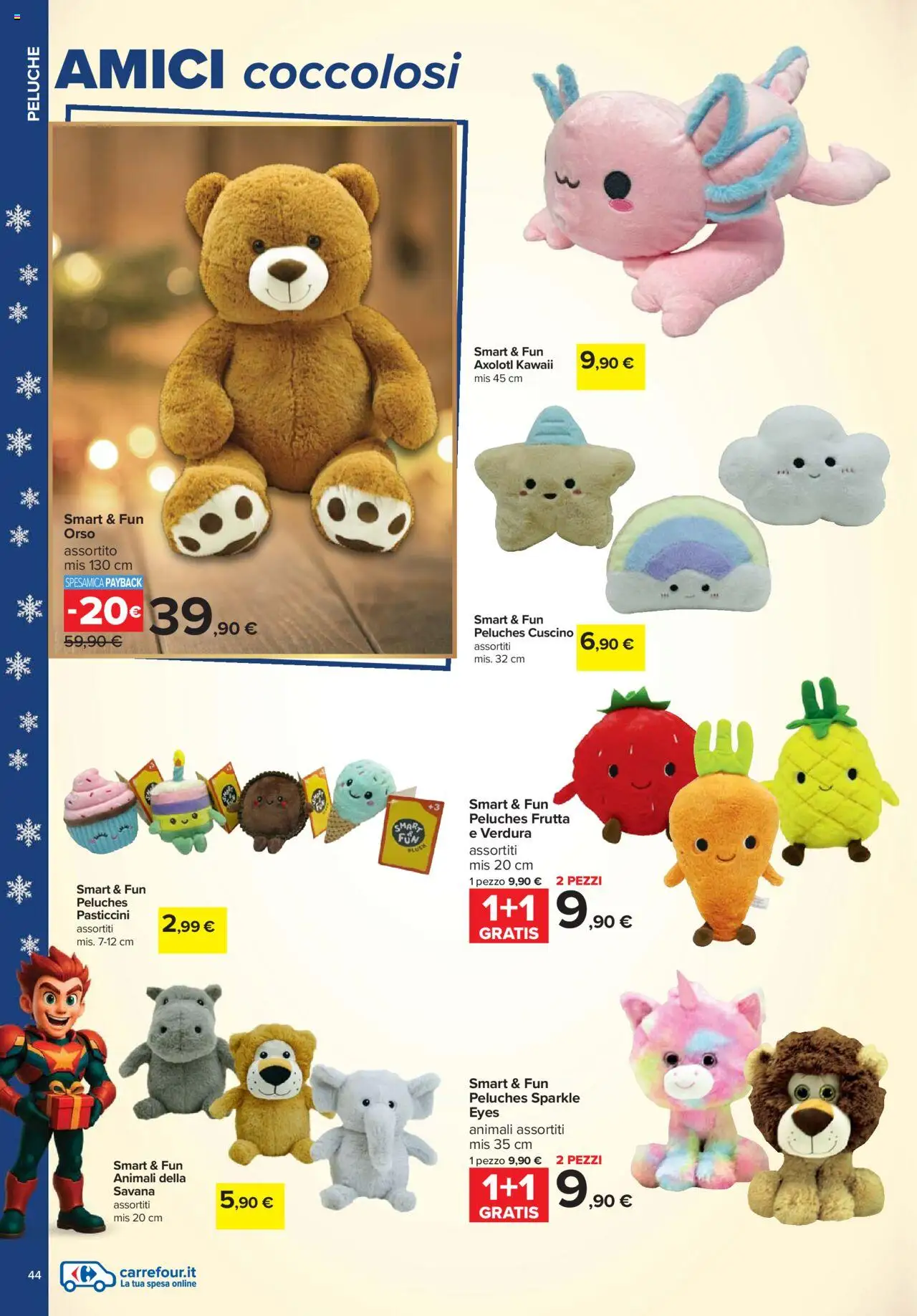 Volantino Carrefour del 24.10.2025 | Pagina: 44 | Prodotti: Peluche, Frutta, Cuscino