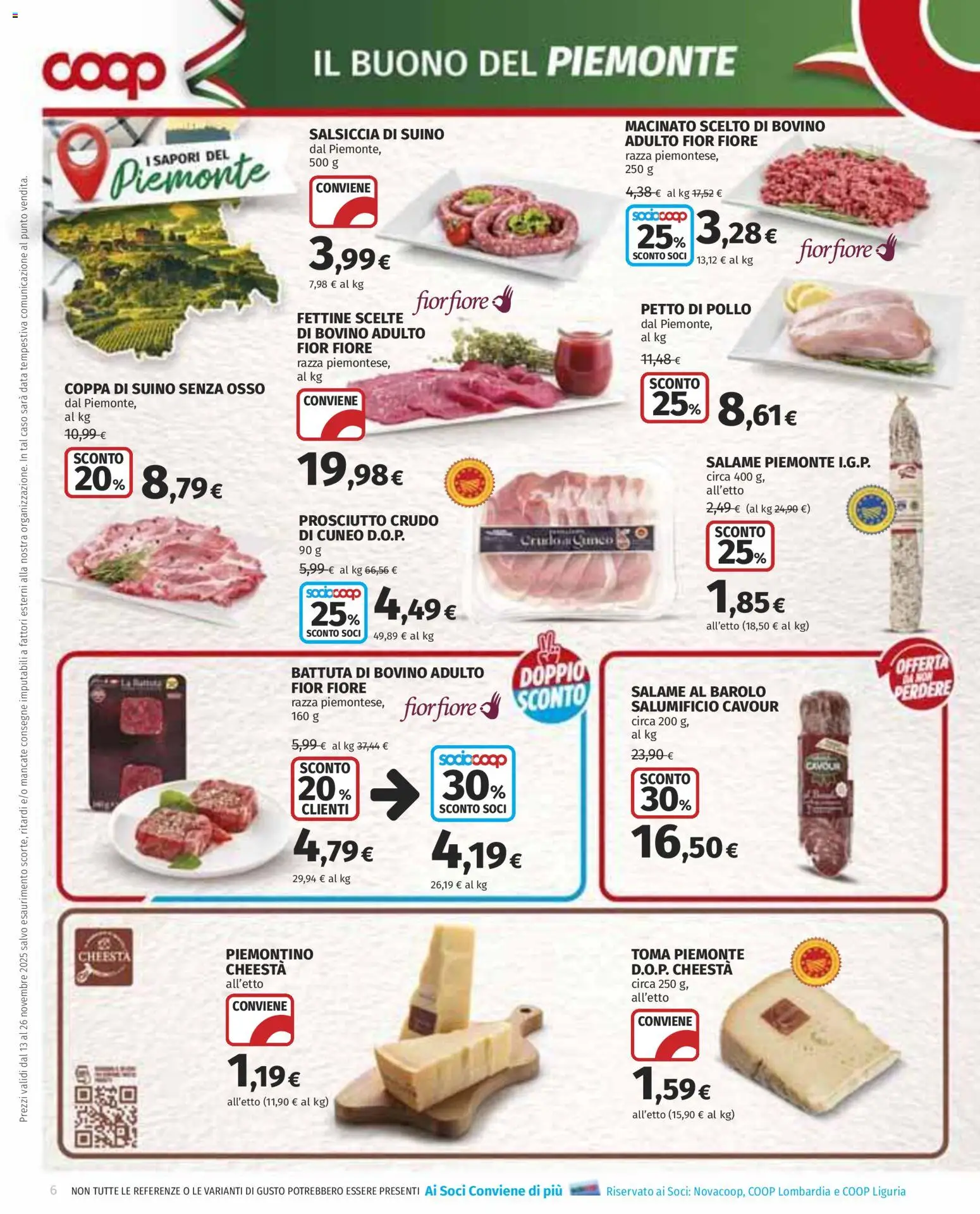 Volantino COOP del 13.11.2025 | Pagina: 6 | Prodotti: Petto di Pollo, Pollo, Prosciutto, Salsiccia