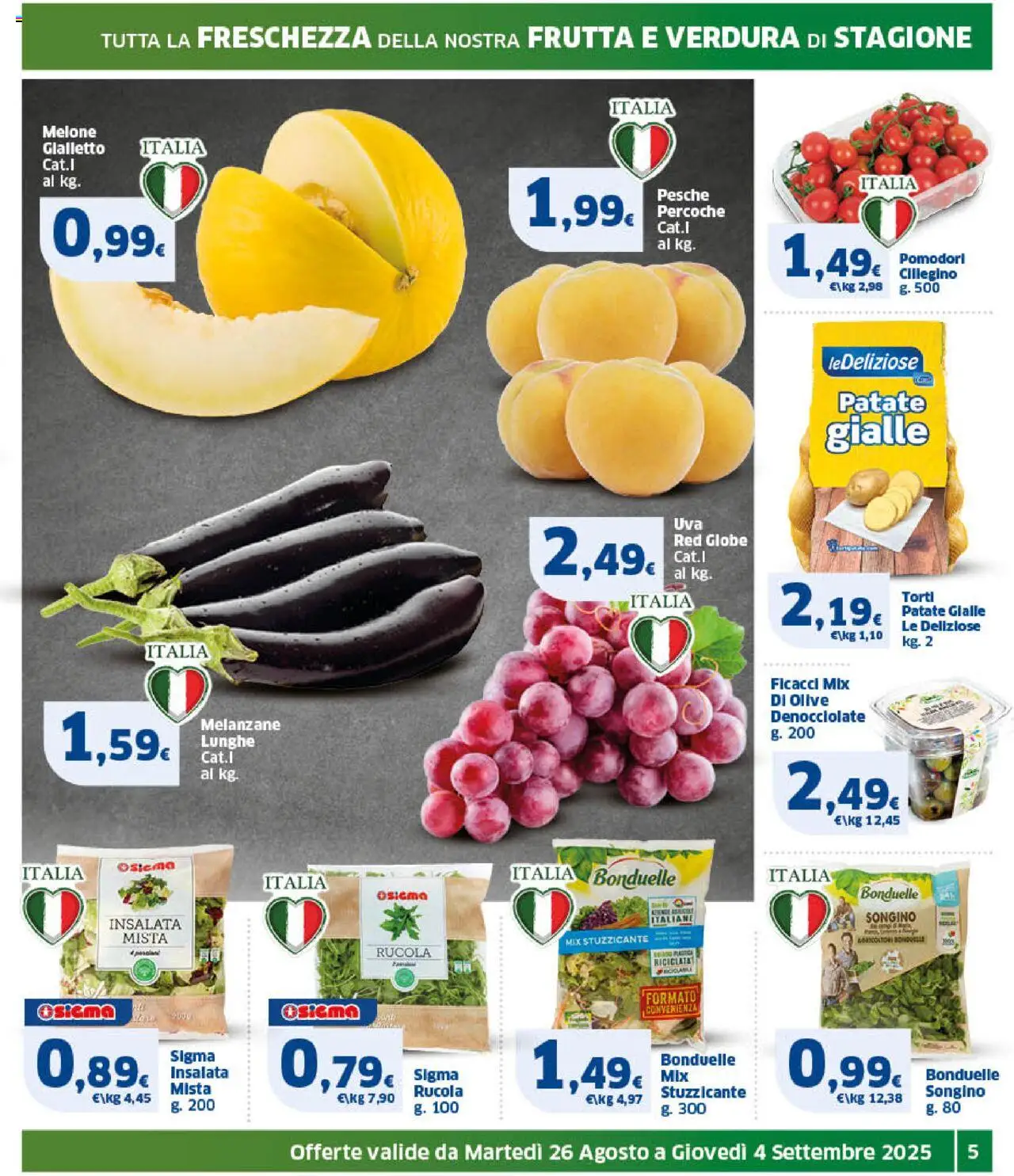 Volantino SIGMA del 26.08.2025 | Pagina: 5 | Prodotti: Rucola, Patate, Frutta, Pomodori