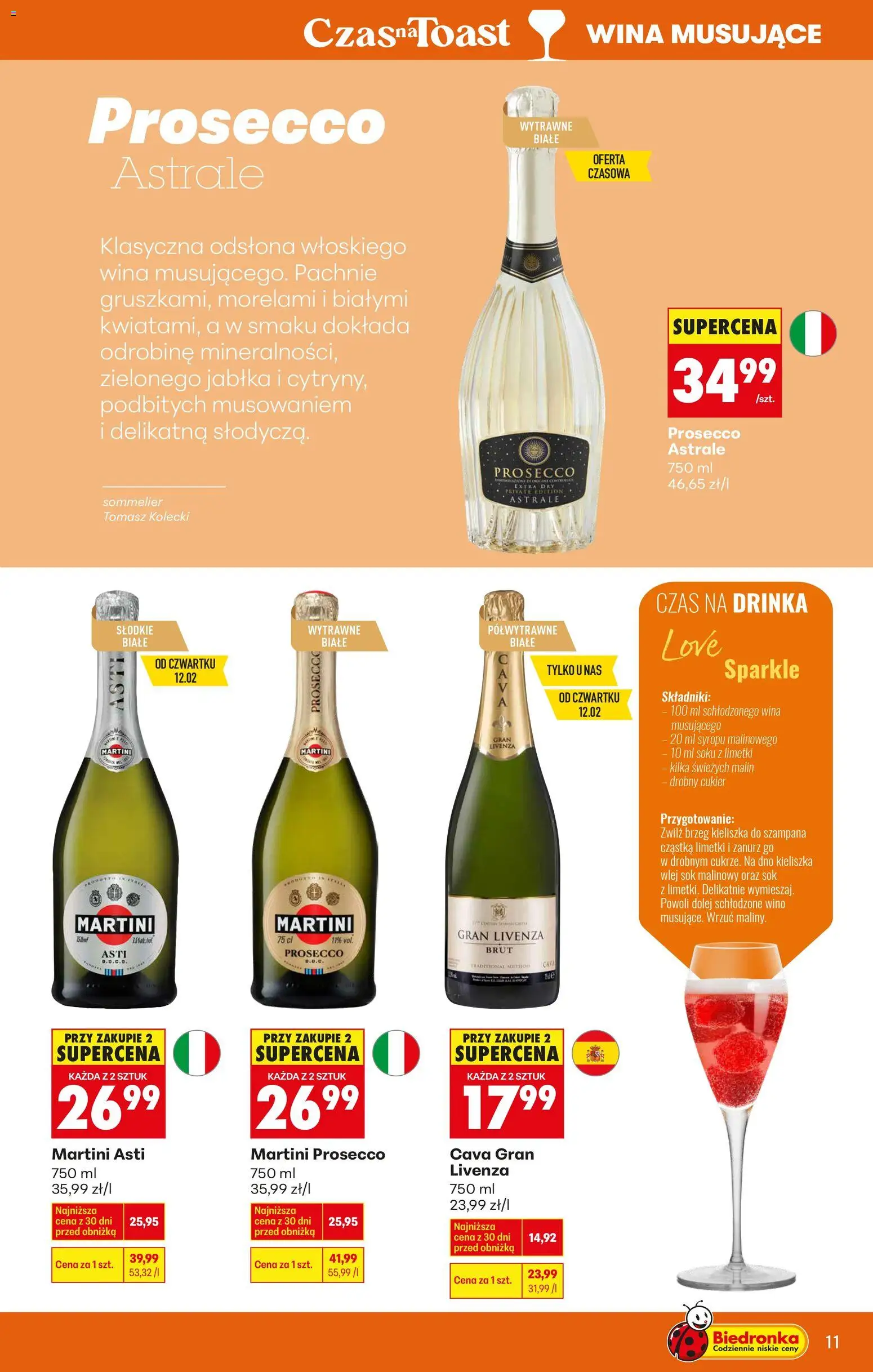 Biedronka Polsko leták - Czas na toast od 09.02.2026 | Strana: 15 | Produkty: Prosecco, Jablka, Martini, Martini asti