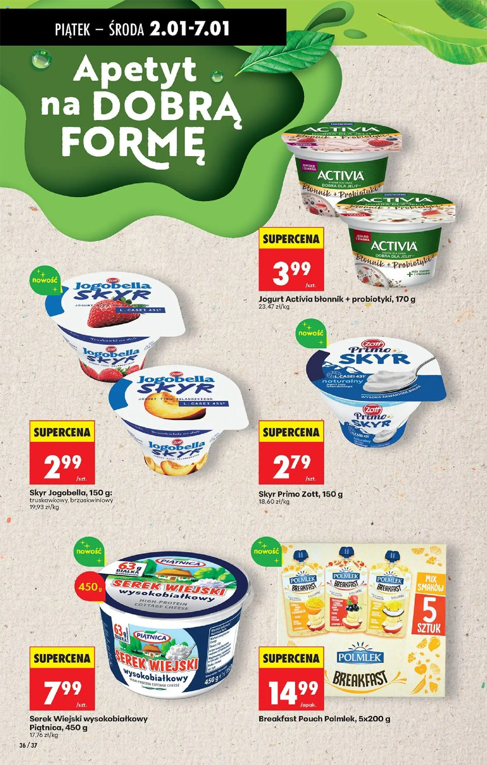 Biedronka gazetka - Oferta w tym tygodniu od 31.12.2025 | Strona: 46 | Produkty: Serek, Serek wiejski, Jogurt, Serek wiejski wysokobiałkowy