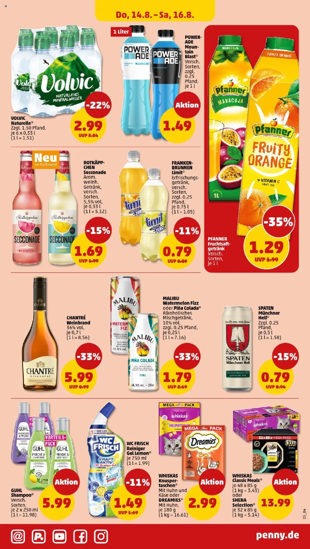Penny - Bayern - gültig ab dem 11.08.2025 | Seite: 35 | Produkte: Käse, Mineralwasser, Volvic, Fruchtsaft