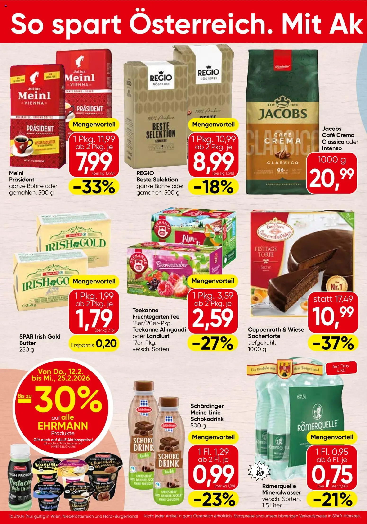 Spar Flugblatt - Niederösterreich gültig ab 12.02.2026 | Seite: 16 | Produkte: Butter, Tee