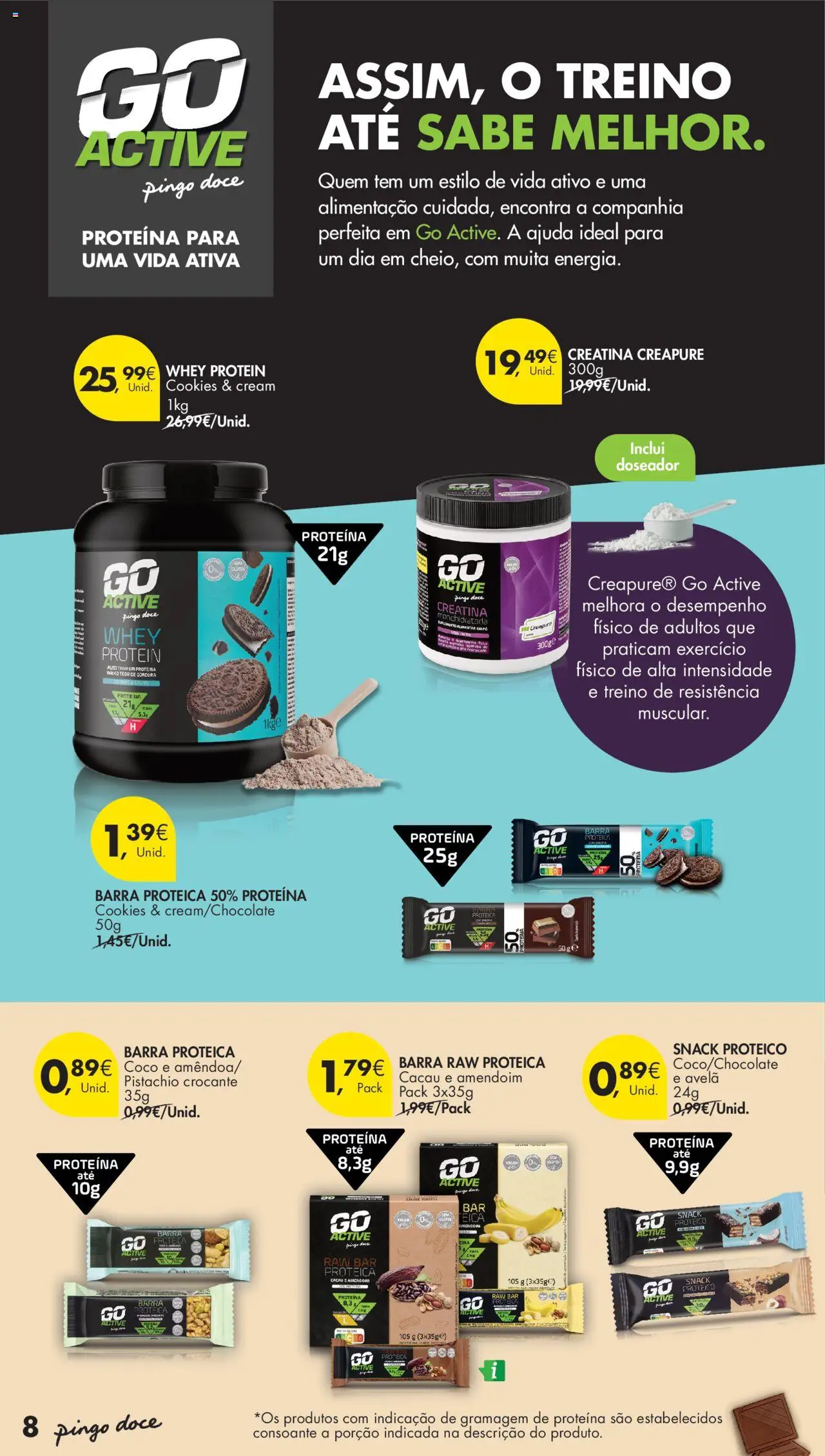 Pingo Doce - Escolhas Equilibradas │ válido de 21.10.2025 | Página: 8 | Produtos: Creatina, Whey protein, Proteina