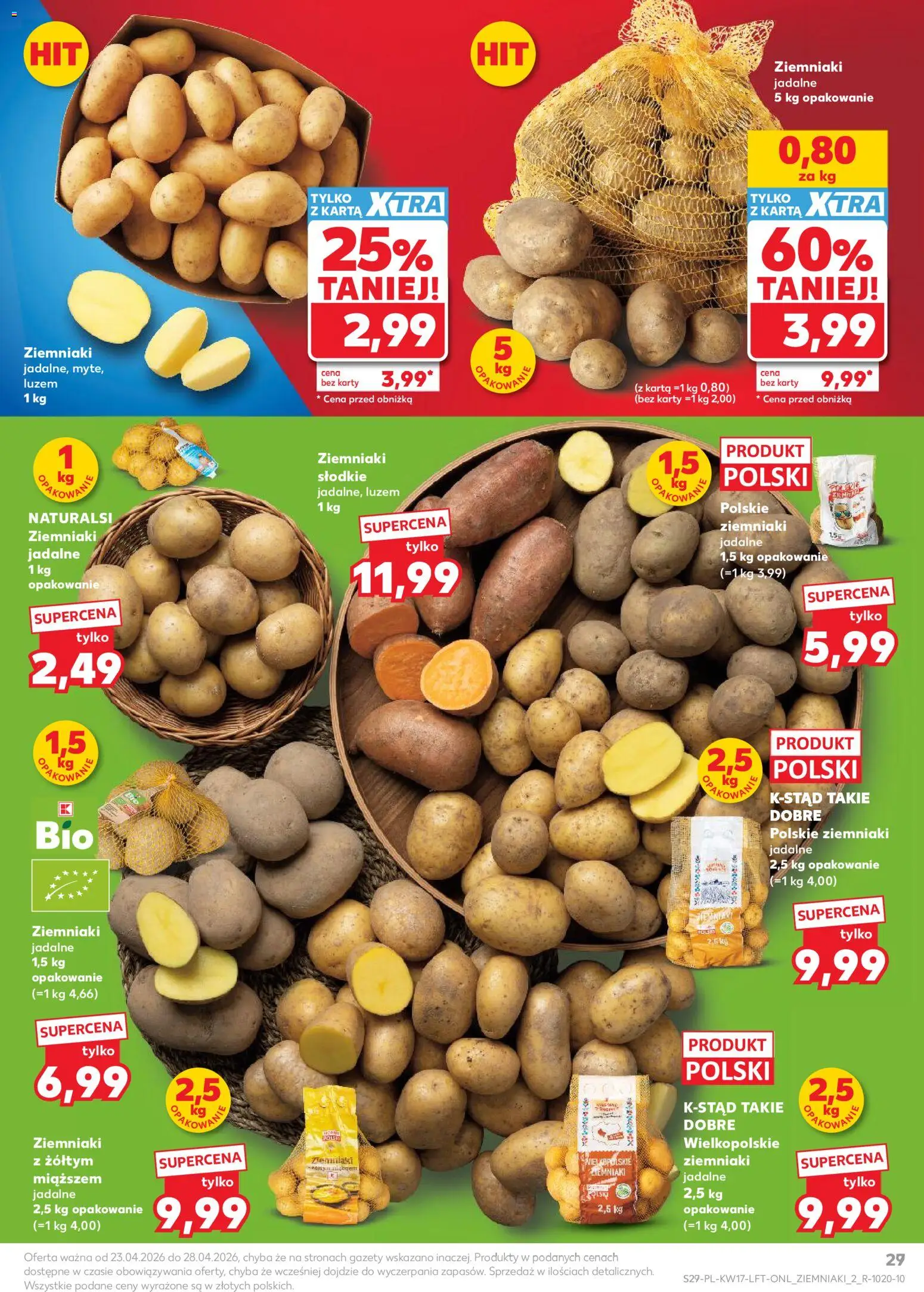 Kaufland gazetka od 23.04.2026 | Strona: 29 | Produkty: Karta, Ziemniaki