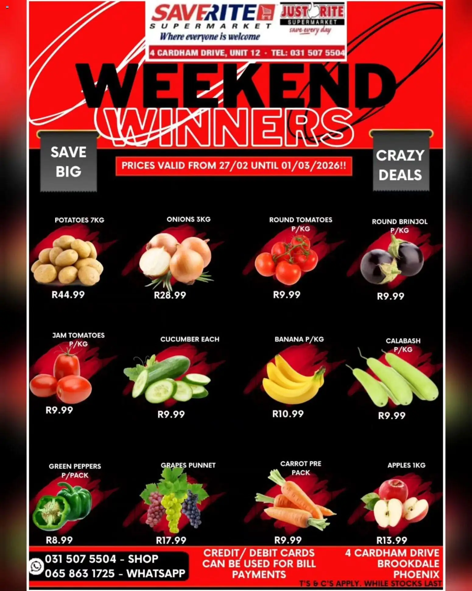 New Saverite catalogue – valid from 27.02.2026 | Page: 1 | Products: Jam, Apples, Tomatoes, Grapes