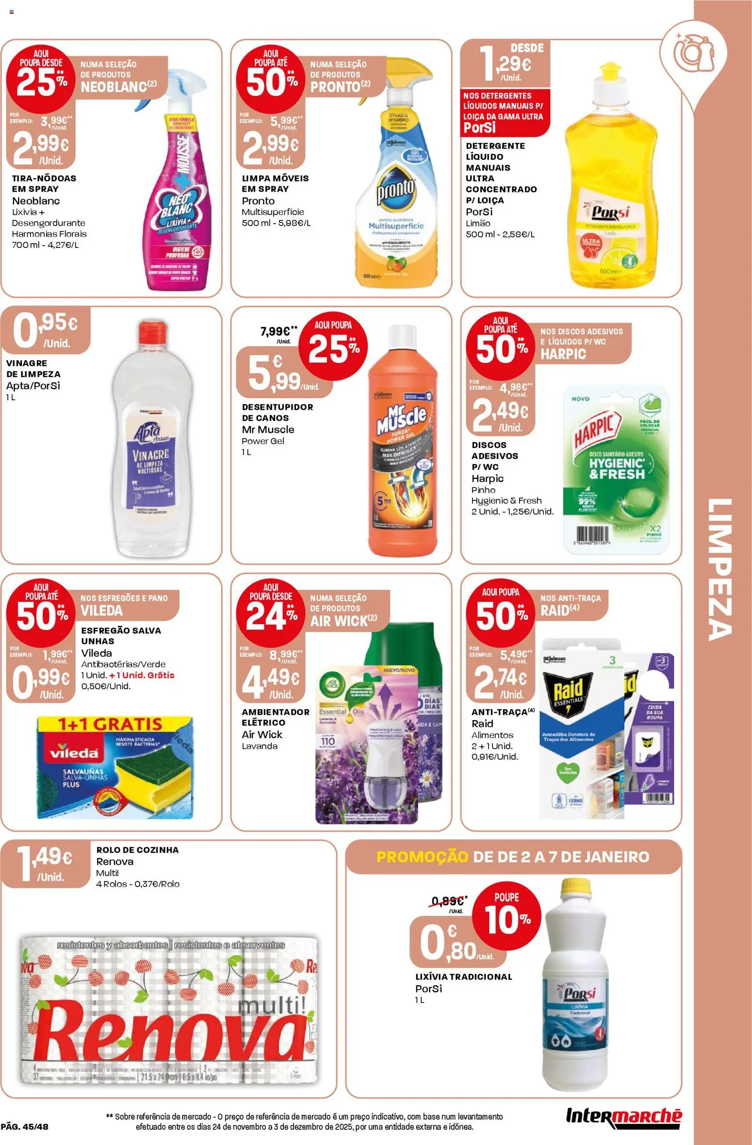 Intermarché folheto │ válido de 02.01.2026 | Página: 45 | Produtos: Esfregão, Base, Detergente, Limpa móveis
