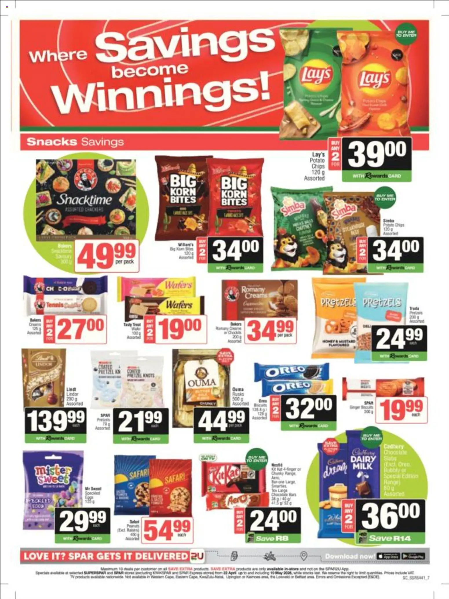 New Spar catalogue – valid from 22.04.2026 | Page: 7 | Products: Chutney, Milk, Snacks, Chips
