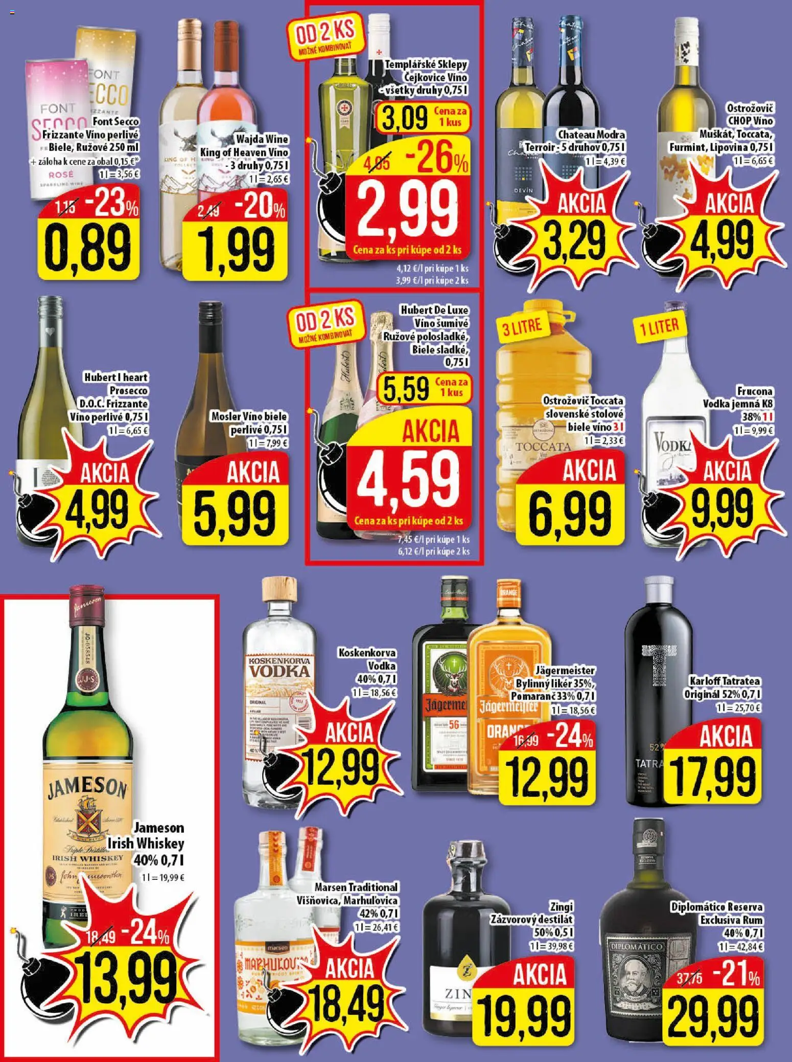 Nové Klas akcie – leták je platný od 23.03.2026 | Strana: 19 | Produkty: Diplomatico, Biele víno, Destilát, Rum