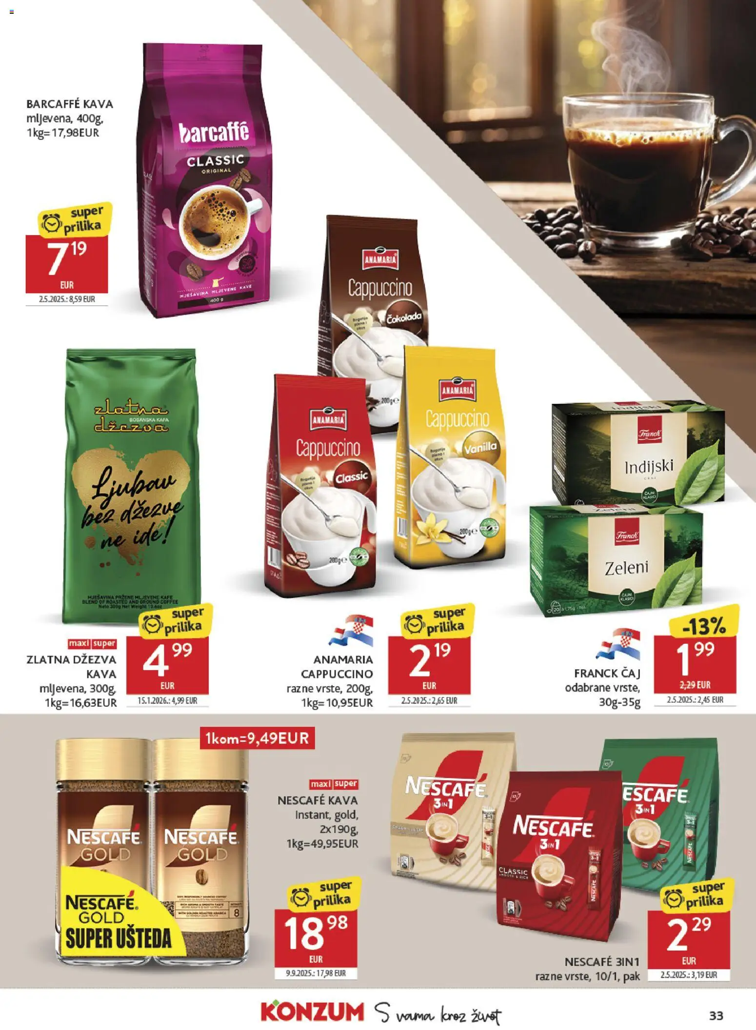 Konzum katalog | vrijedi od 04.02.2026 | Stranica: 33 | Proizvodi: Nescafe, Čokolada, Čaj, Barcaffe