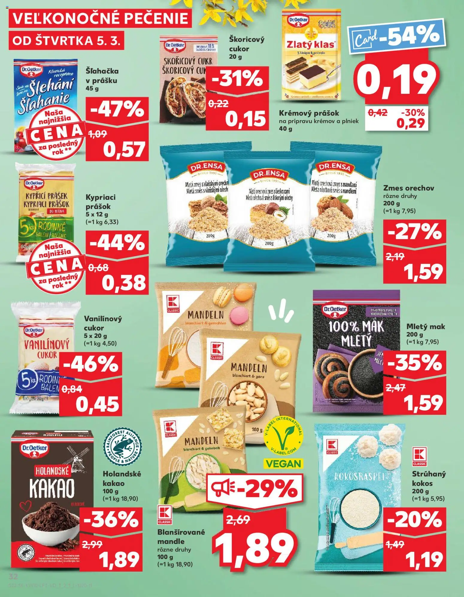 Nové Kaufland akcie – leták je platný od 05.03.2026 | Strana: 32 | Produkty: Zlatý klas, Cukor, Šľahačka, Mak