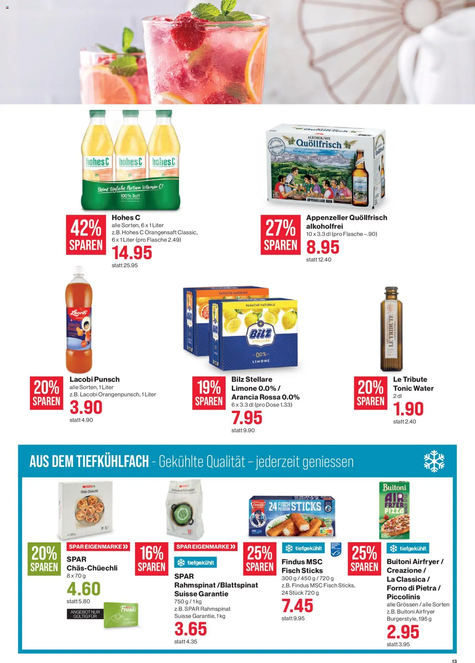 SPAR Aktionen – gültig ab 31.12.2025 | Seite: 13 | Produkte: Orangensaft, Saft, Bier, Fisch