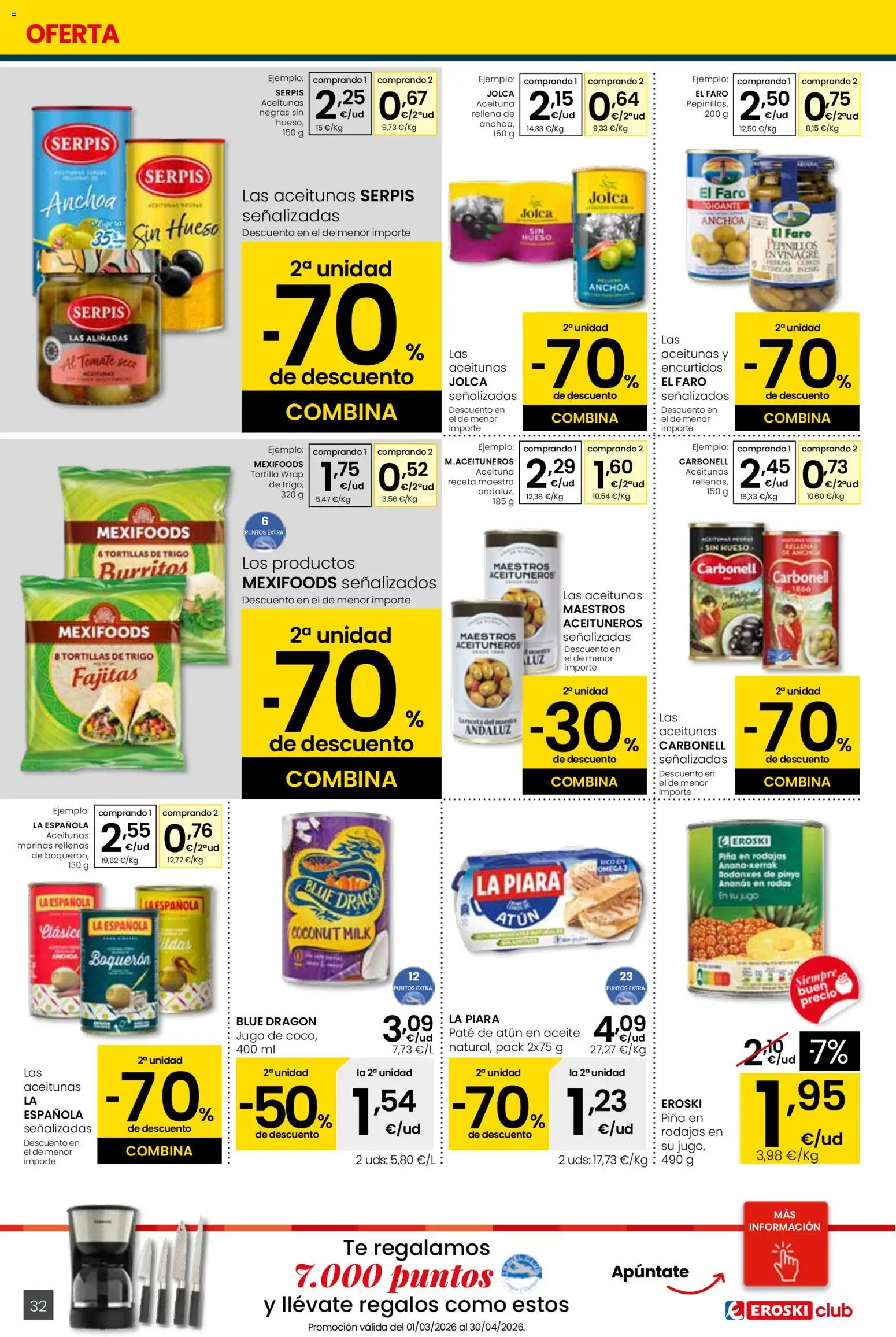 Eroski - Quieres ahorrar conmigo │ válido desde el 26.03.2026 | Página: 32 | Productos: Jugo, Piña, Té, Anchoa