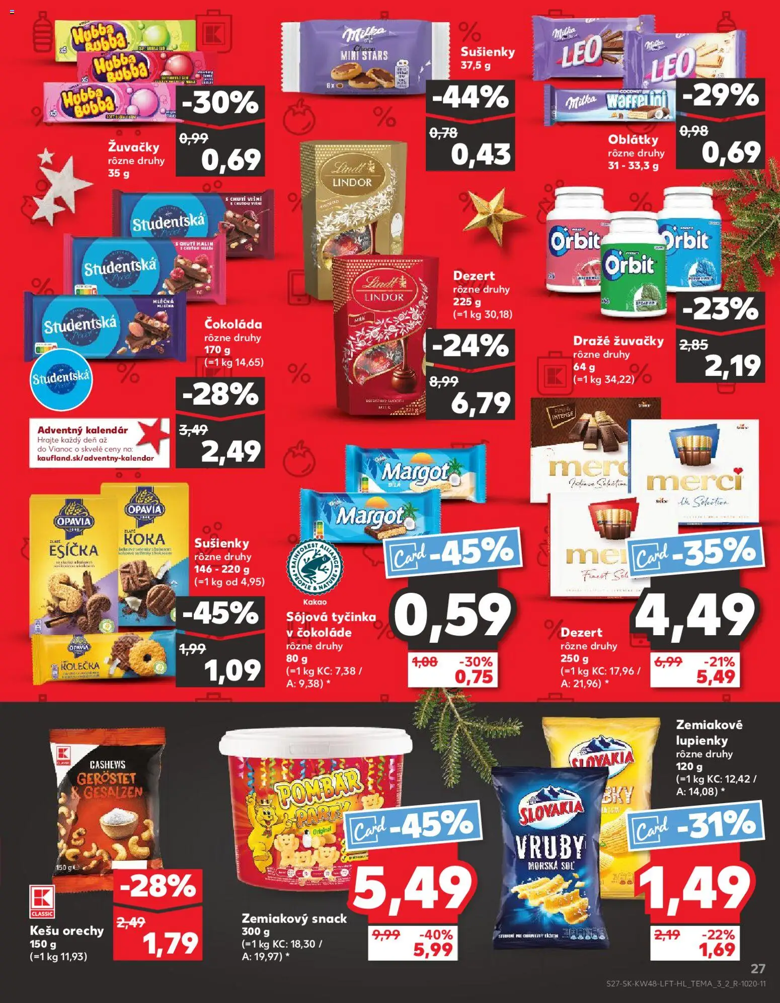 Nové Kaufland akcie – leták je platný od 27.11.2025 | Strana: 27 | Produkty: Merci, Orechy, Soľ, Kešu orechy