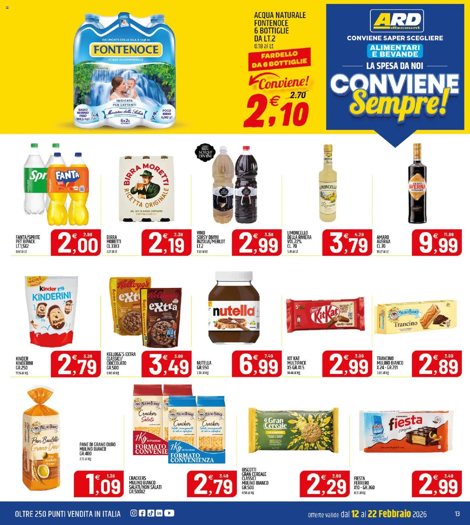 Volantino ARD Discount del 12.02.2026 | Pagina: 13 | Prodotti: Cioccolato, Fanta, Limoncello, Amaro