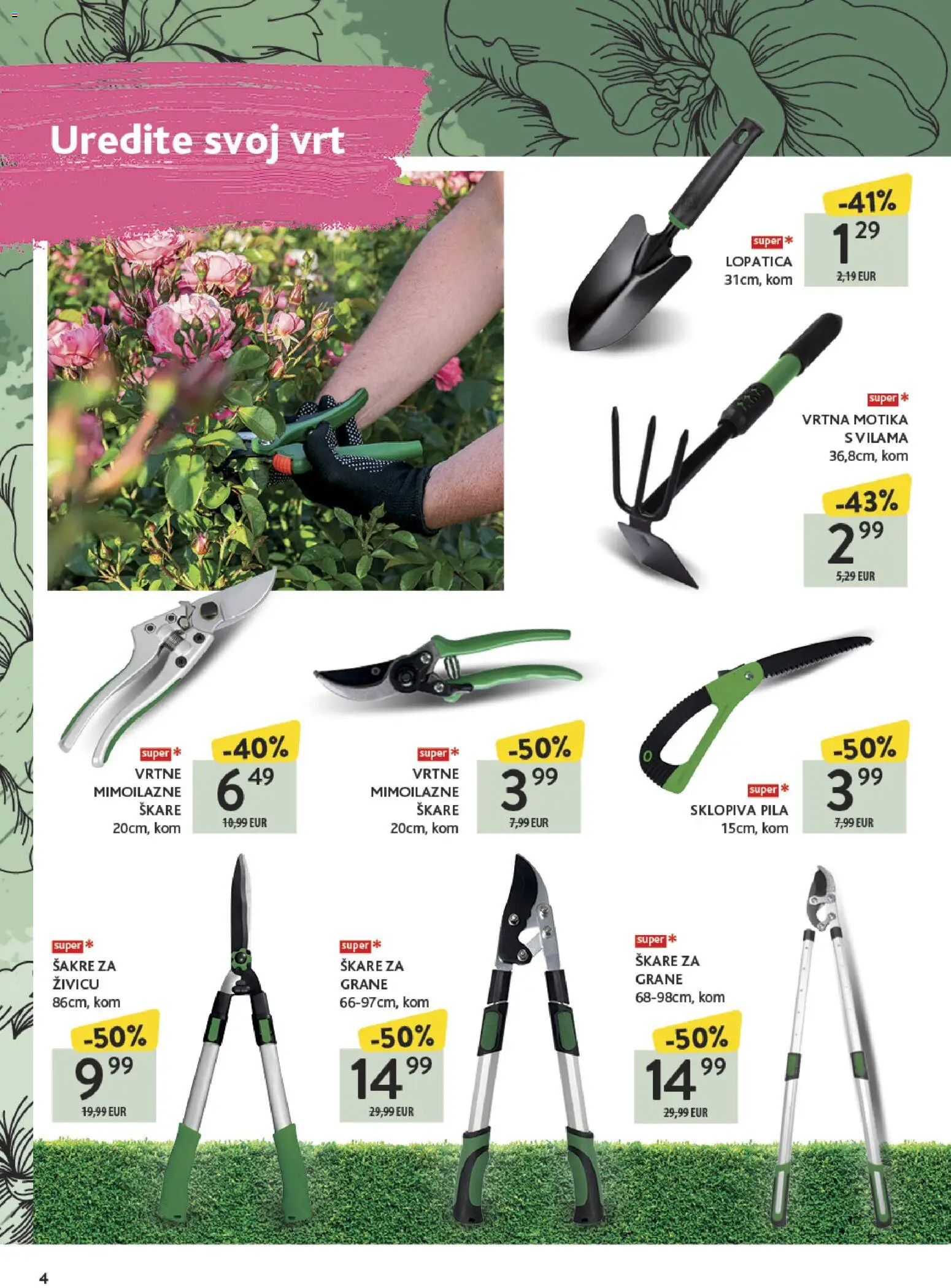 Konzum katalog | vrijedi od 23.03.2026 | Stranica: 4 | Proizvodi: Škare, Motika, Lopatica, Pila
