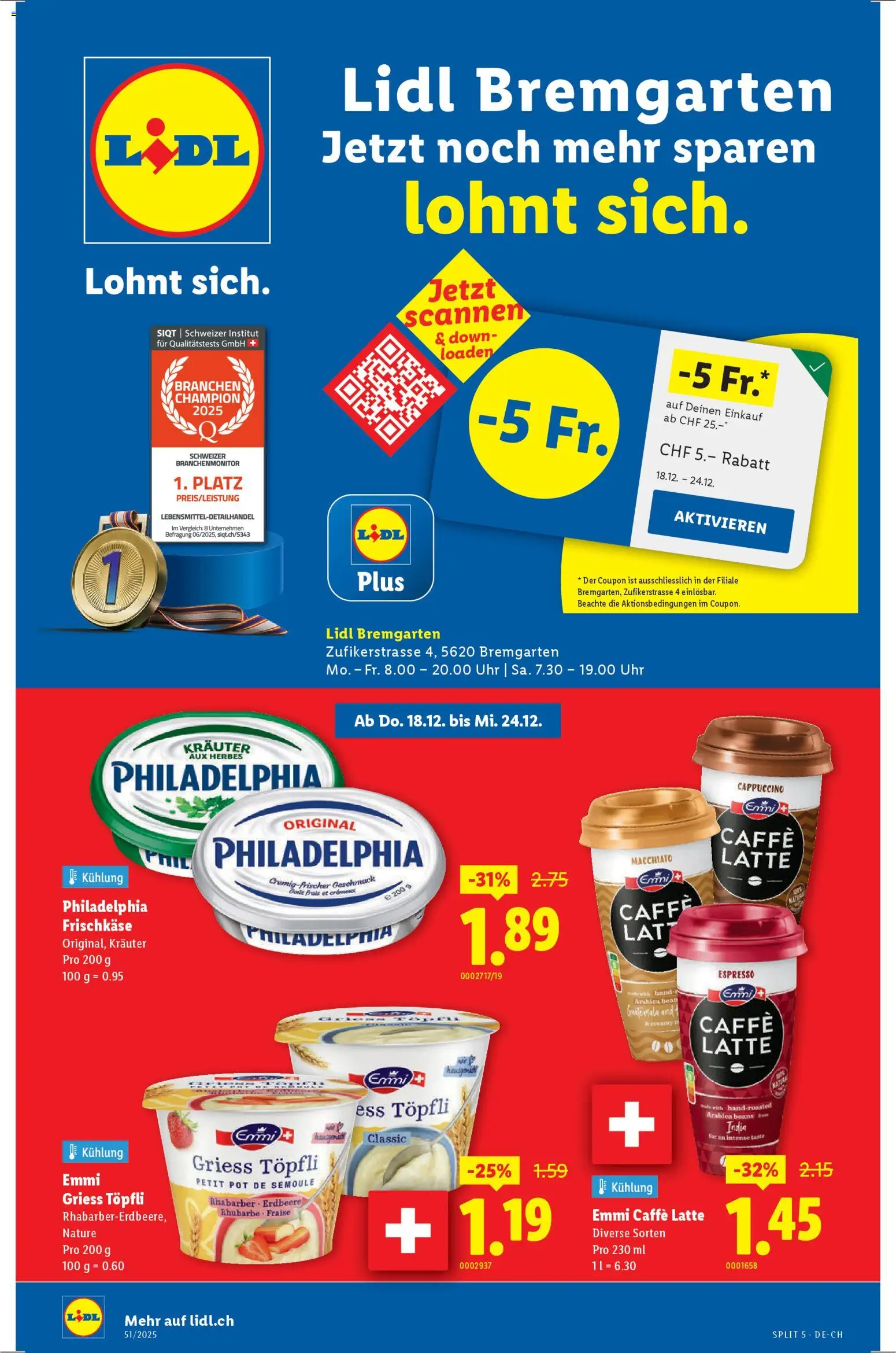 Lidl Aktionen Neueröffnung Bremgarten – gültig ab 18.12.2025 | Seite: 1 | Produkte: Uhr