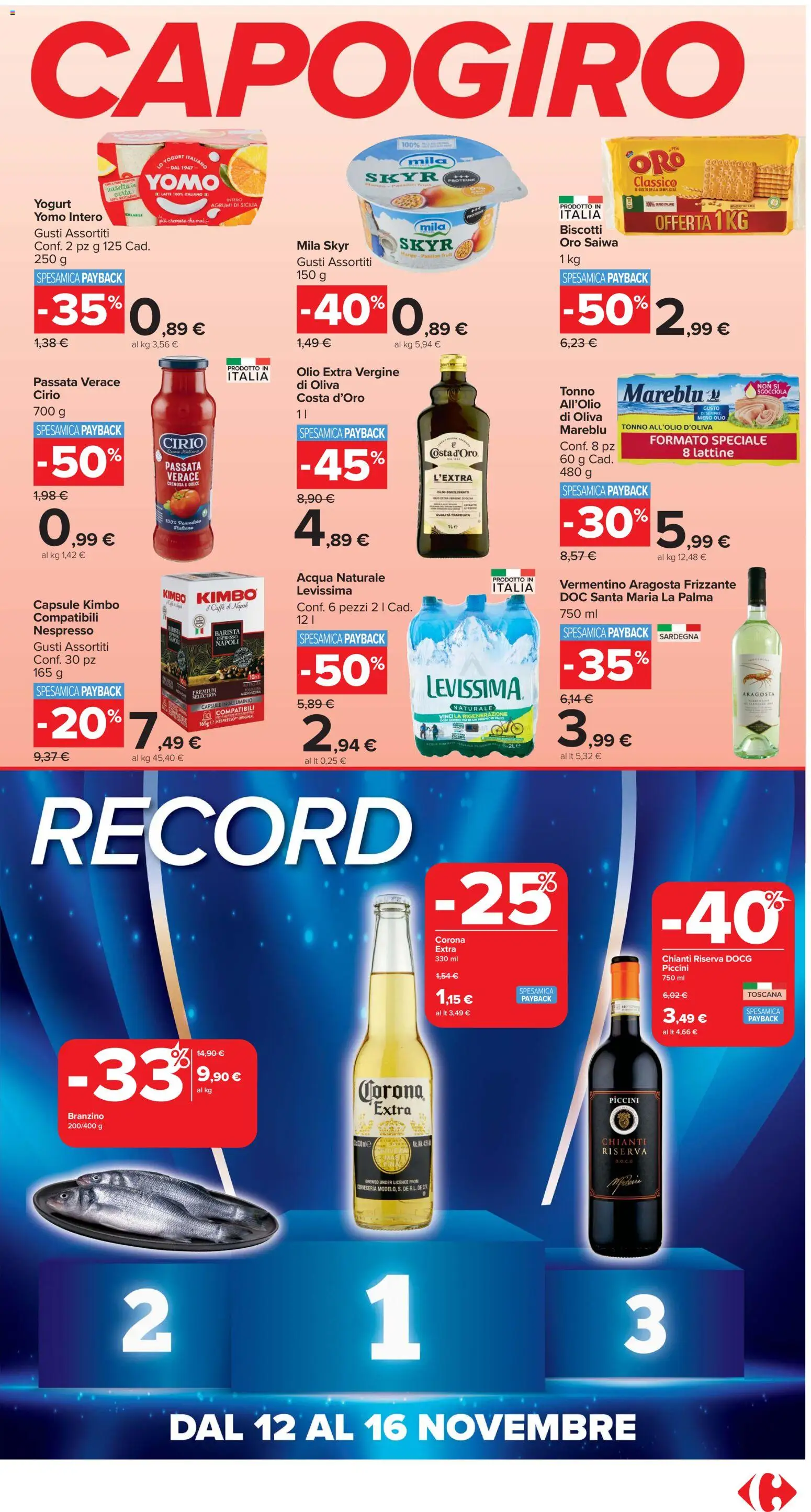Volantino Carrefour del 04.11.2025 | Pagina: 3 | Prodotti: Caffè, Acqua, Mango, Acqua naturale