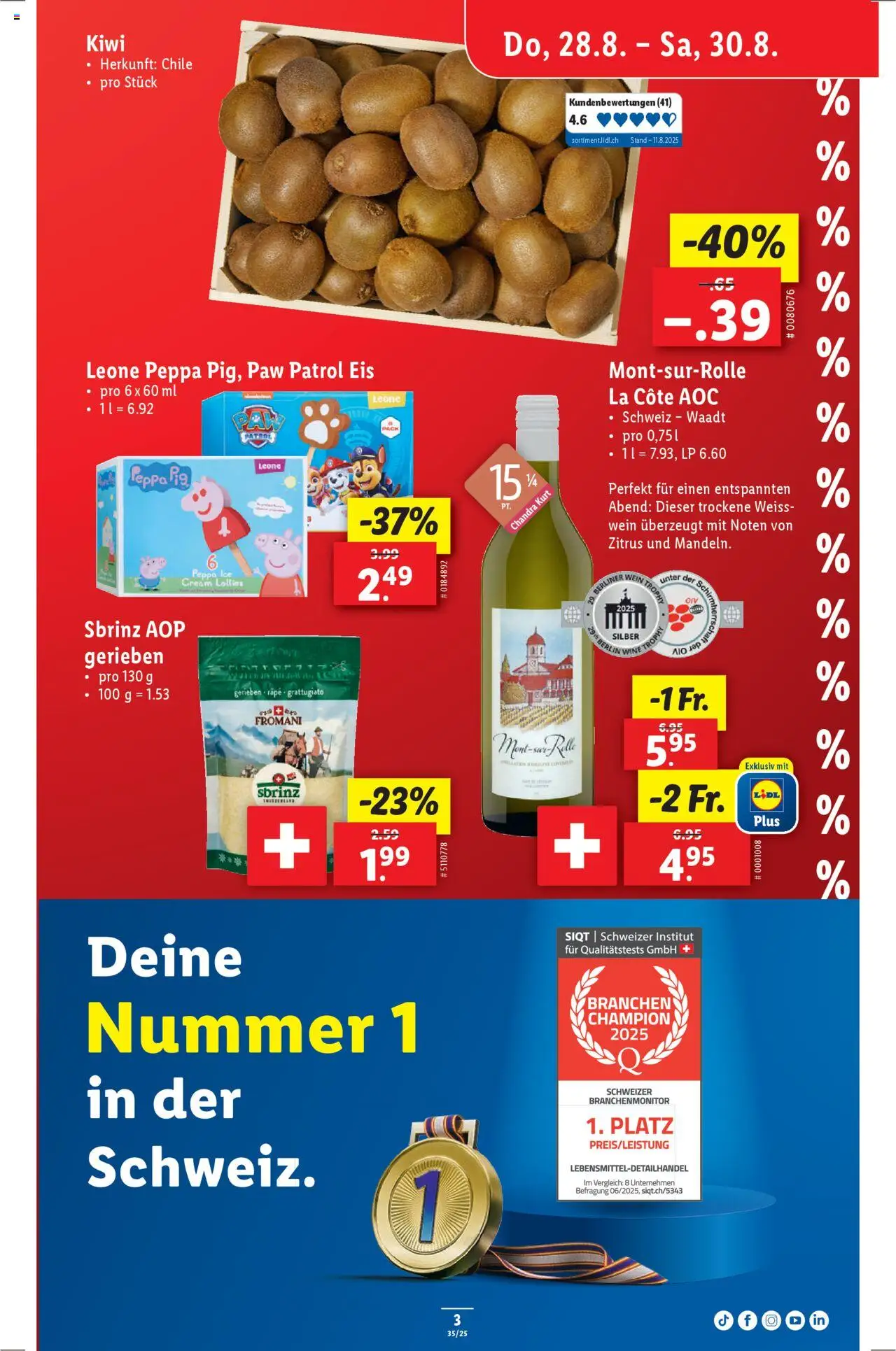 Lidl Aktionen ab 28.08.2025 | Seite: 3 | Produkte: Wein, Kiwi, Eis