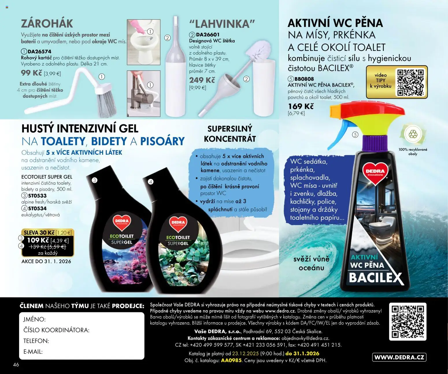 Nové Dedra akcie – leták je platný od 01.01.2026 | Strana: 46 | Produkty: Telefón, Wc, Video