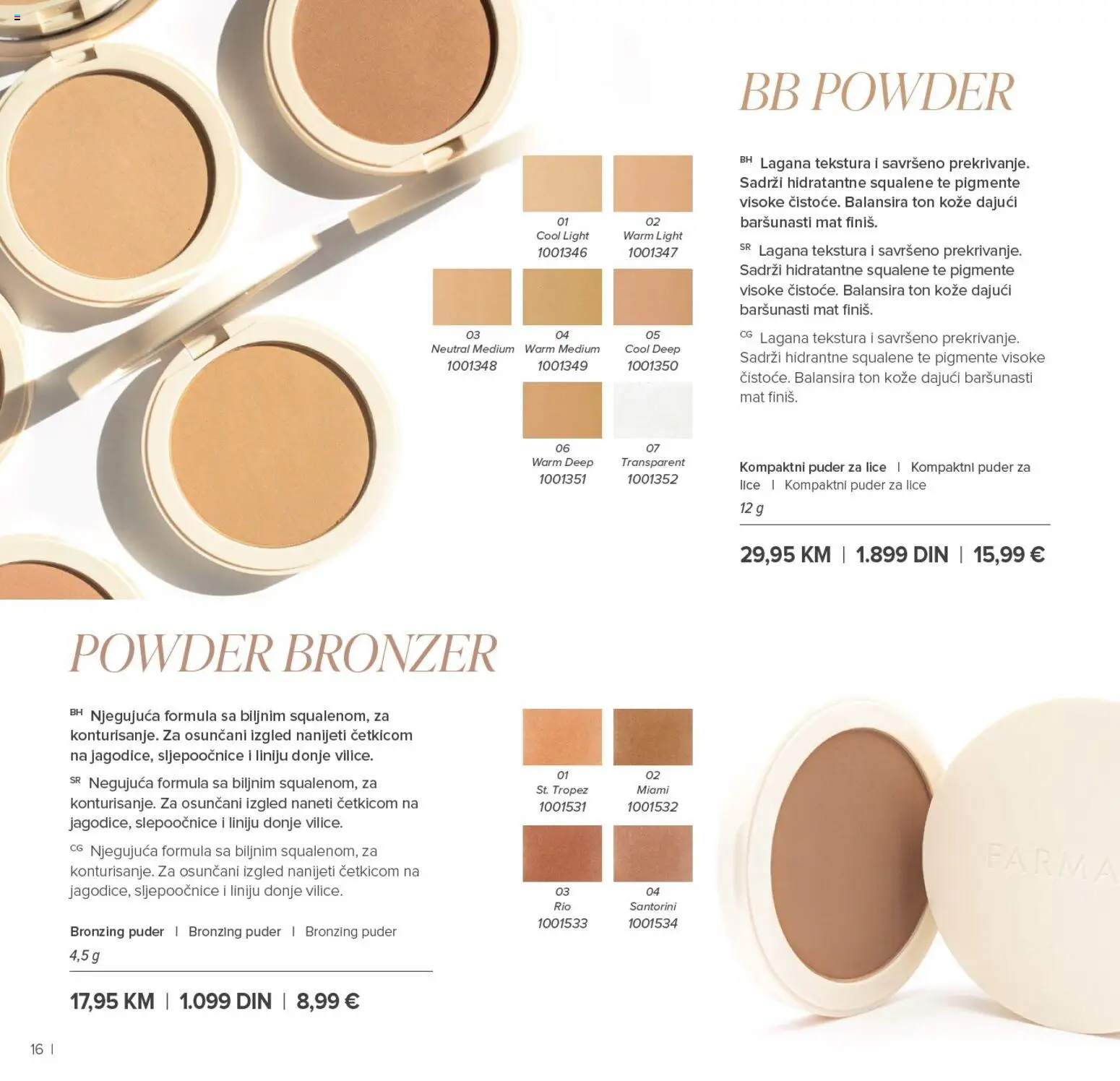 Farmasi katalog - važi od 01.01.2026 | Strana: 16 | Proizvode: Puder, Bronzer
