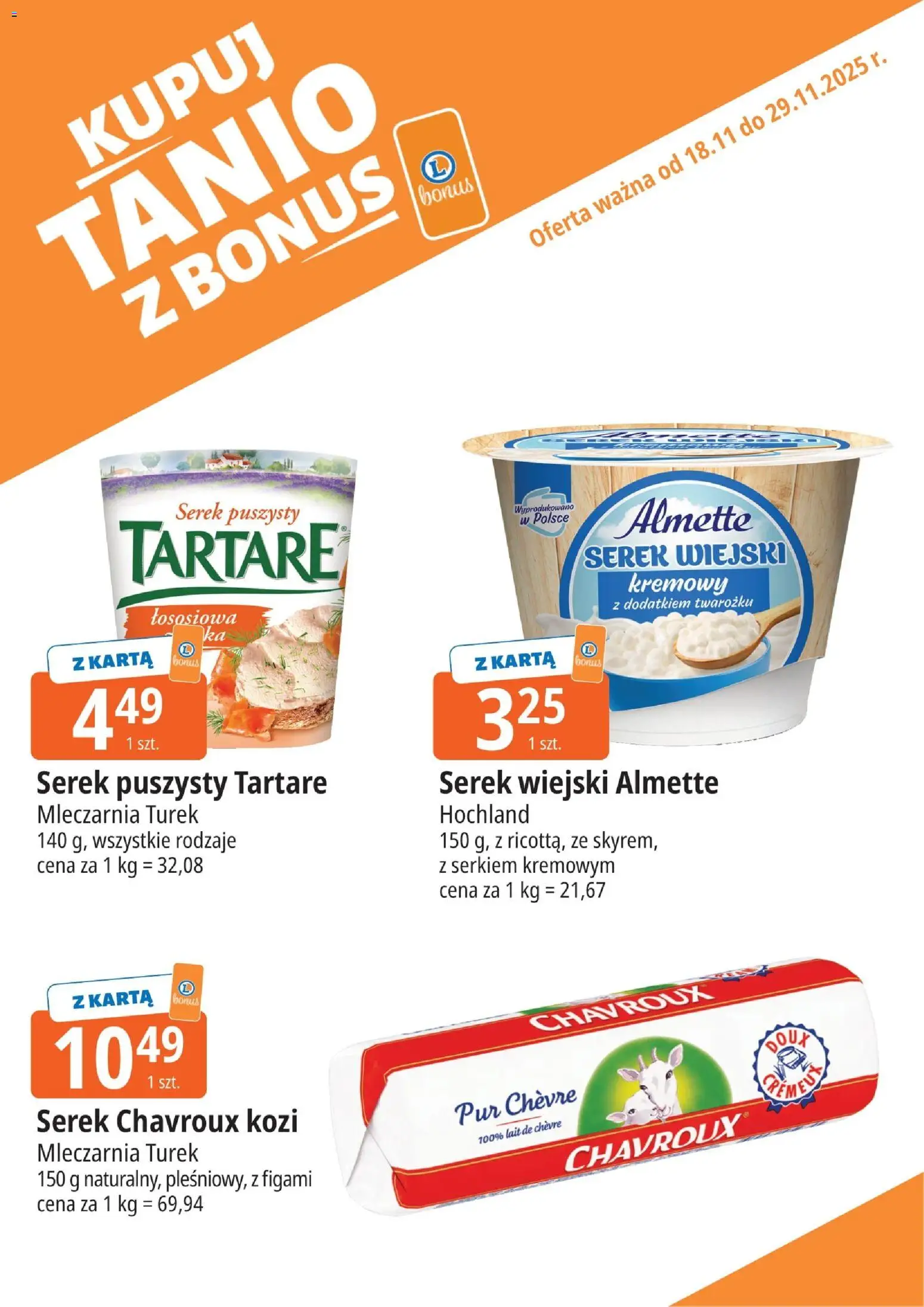 E.Leclerc Gazetka - Elbląg kupony dodatkowe od 18.11.2025 | Strona: 8 | Produkty: Karta, Serek, Serek wiejski