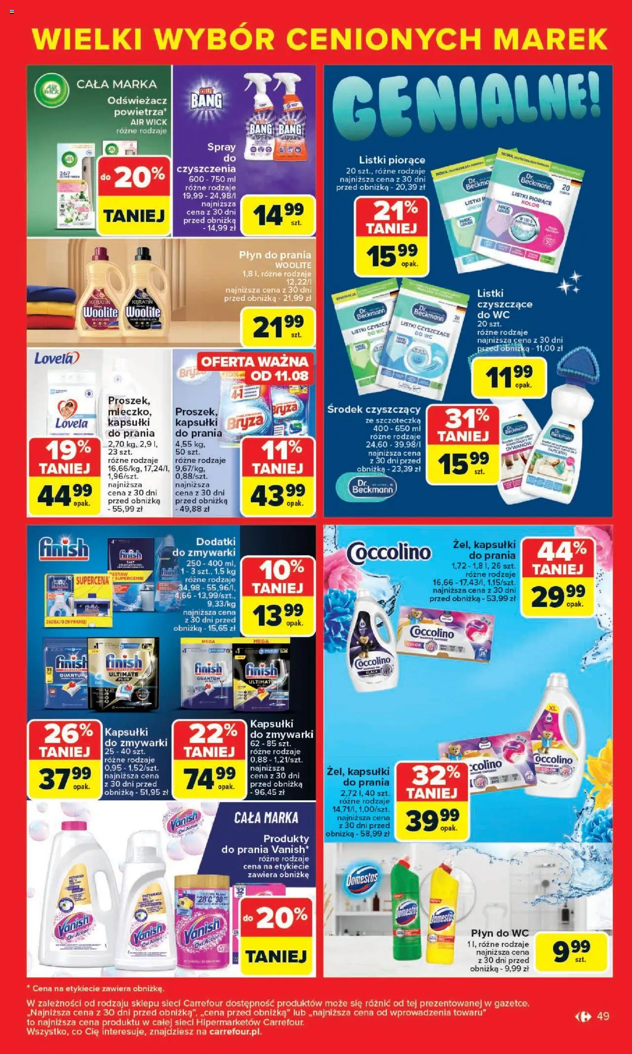 Carrefour Gazetka - Cenione marki, super ceny od 04.08.2025 | Strona: 49 | Produkty: Odświeżacz, Kapsułki finish, Finish, Lovela