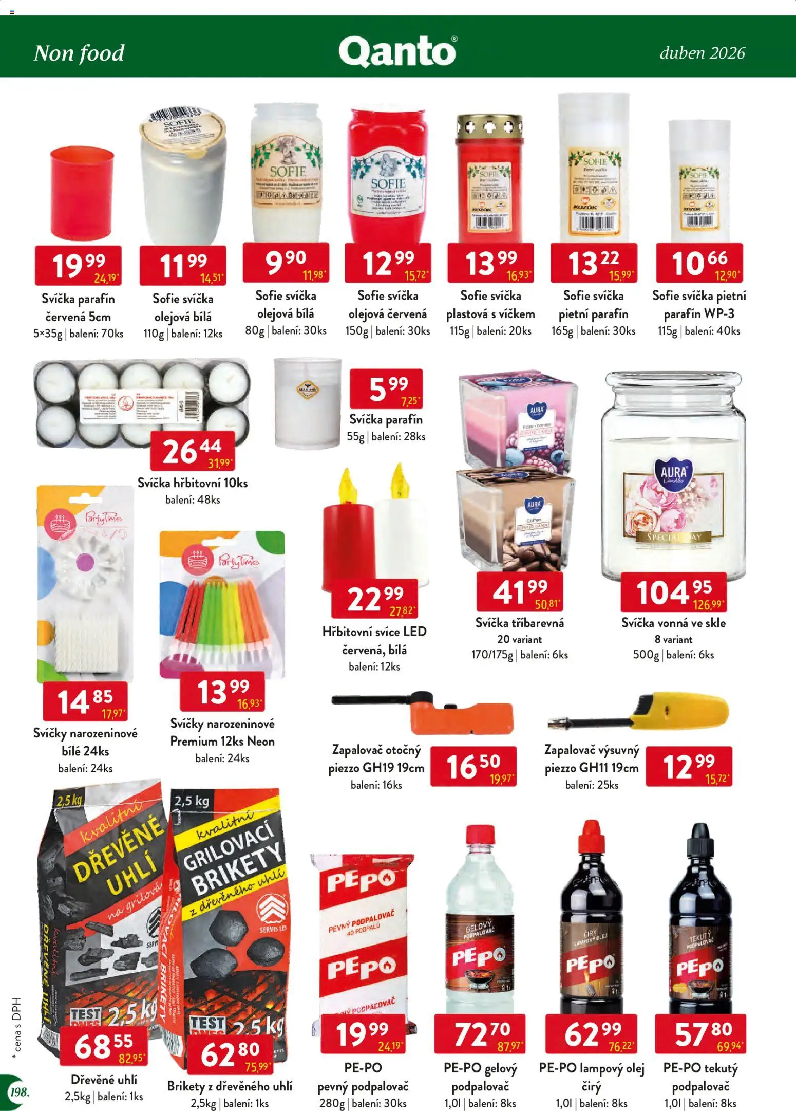 Astur & Qanto leták - Velkoobchod 04/2026 od 01.04.2026 | Strana: 198 | Produkty: Dřevěné uhlí, Brikety, Svíčka, Svíčky