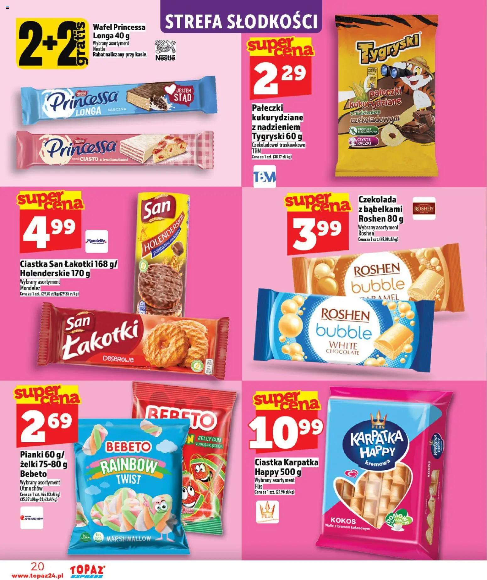 Topaz gazetka - Express od 09.04.2026 | Strona: 20 | Produkty: Ciasto, Pianki, Czekolada, Ciastka