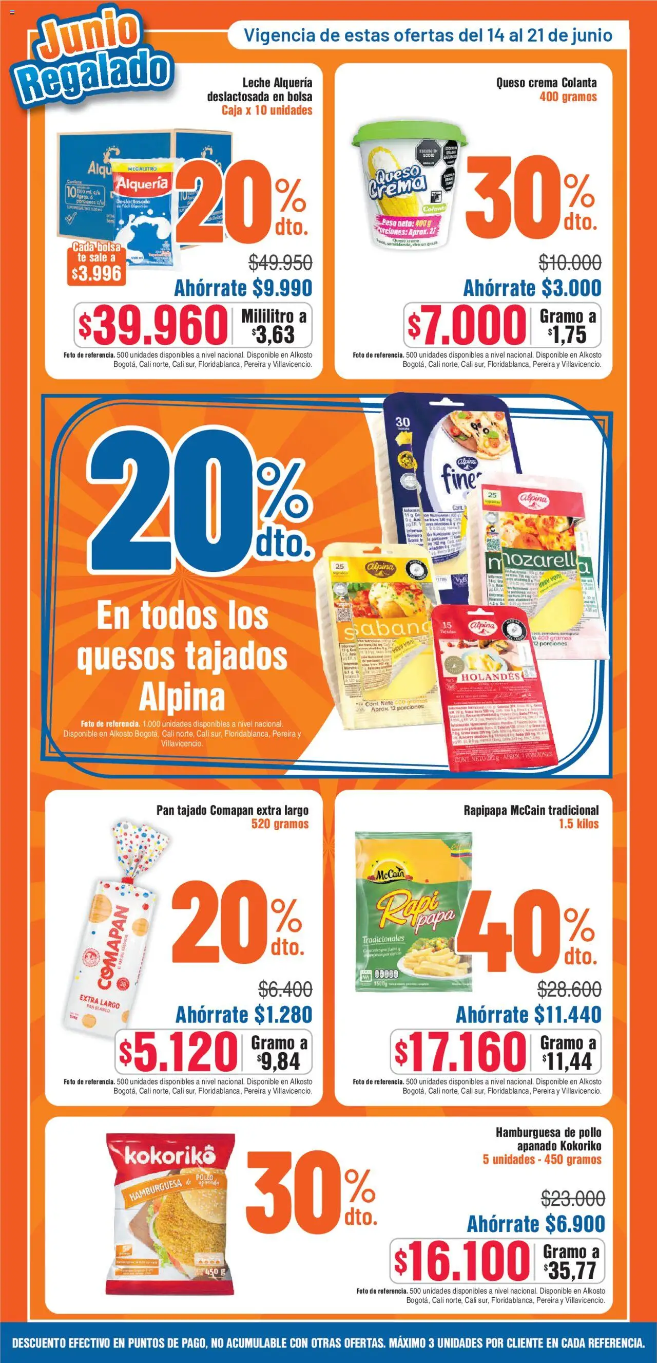 Alkosto folleto │ válido desde el 14.06.2025 | Página: 3 | Productos: Leche, Queso, Pan, Caja