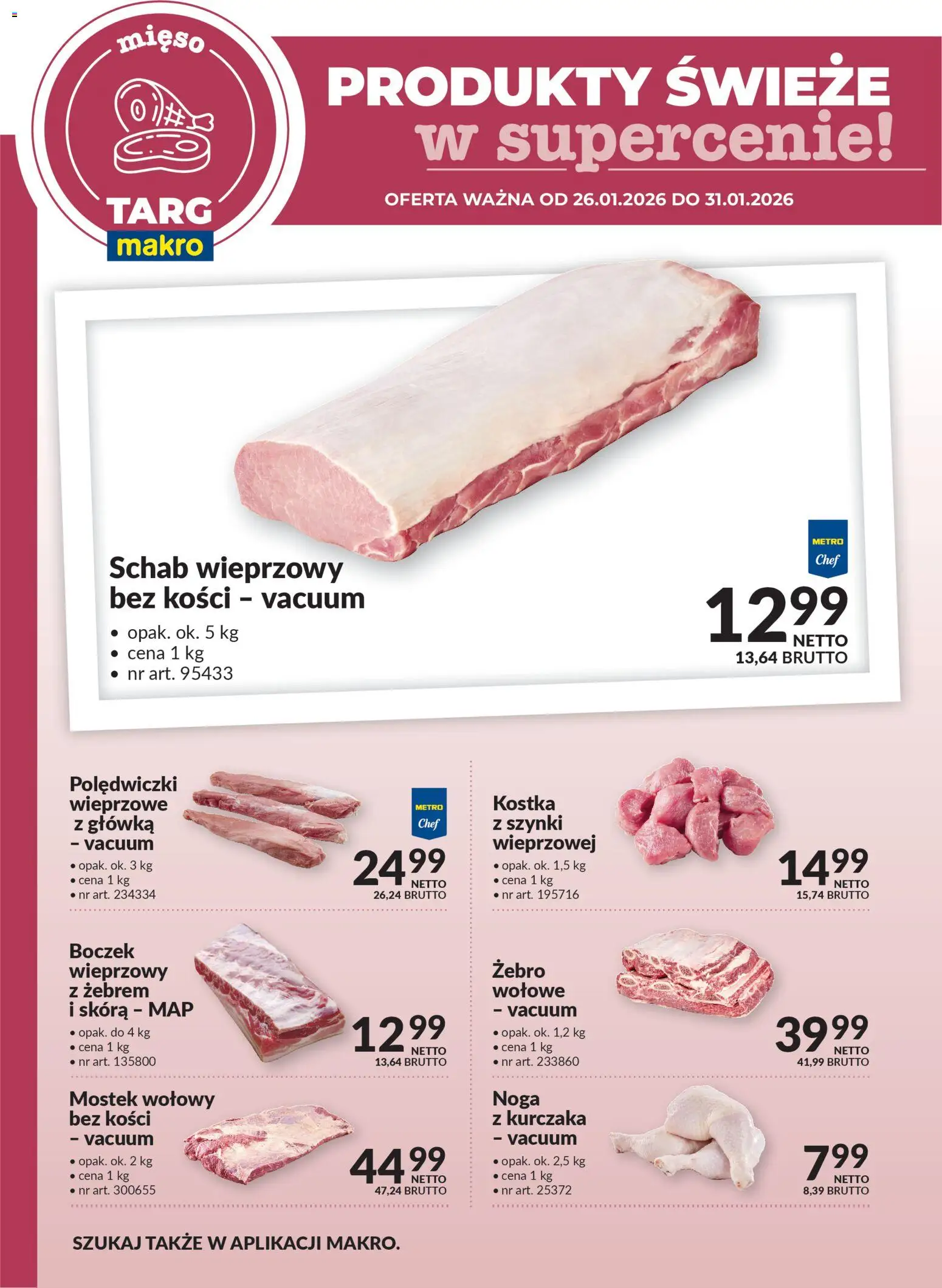 Makro Gazetka - Produkty świeże w supercenie od 26.01.2026 | Strona: 1 | Produkty: Mięso, Boczek wieprzowy, Polędwiczki wieprzowe, Boczek