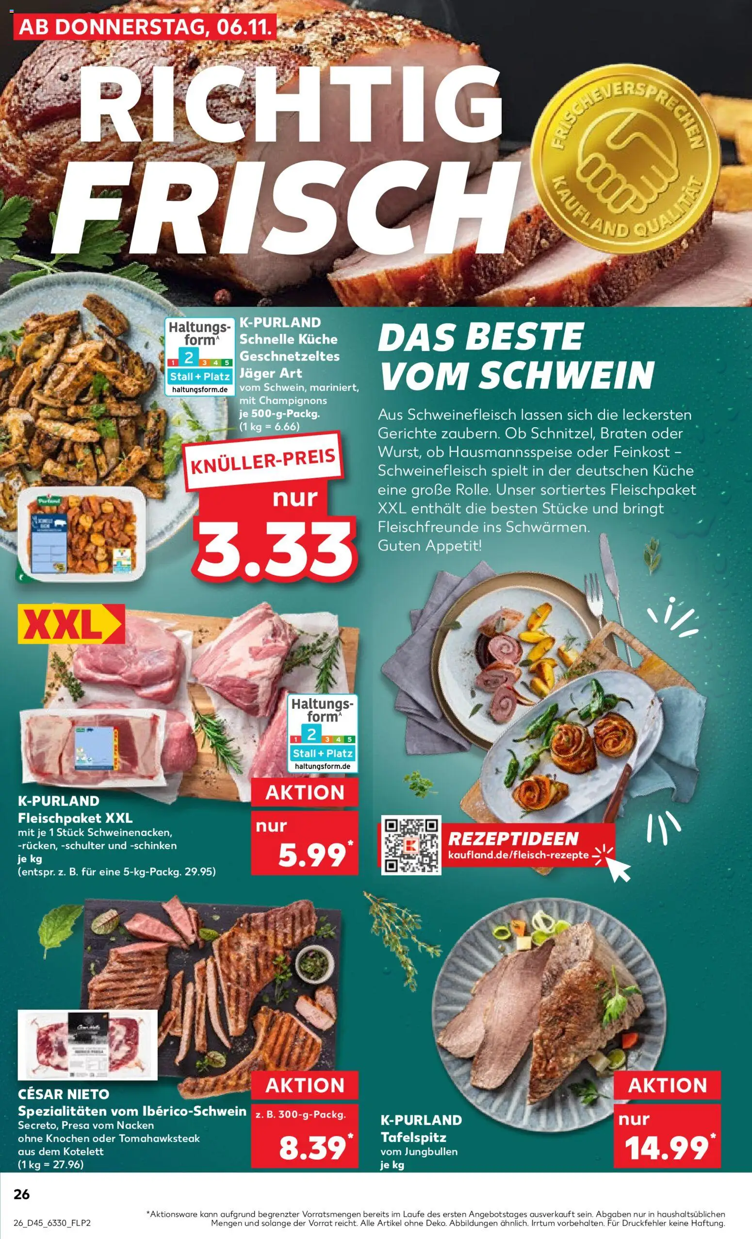 Kaufland prospekt Hamburg	 – gültig ab 06.11.2025 | Seite: 26 | Produkte: Tafelspitz, Küche, Champignons, Schweinefleisch