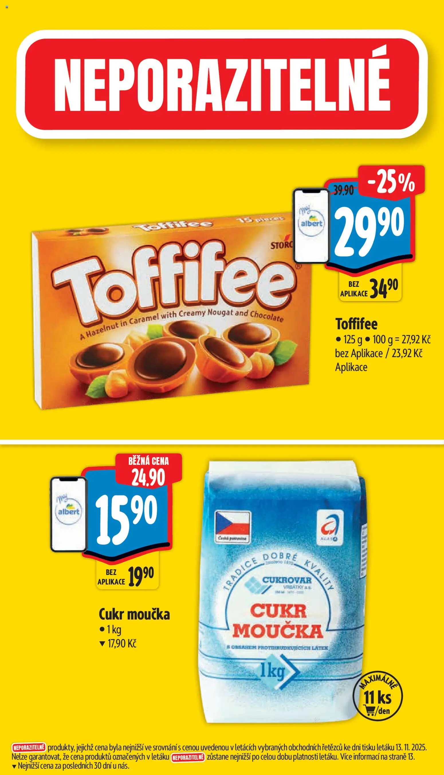 Albert leták - Supermarket od 19.11.2025 | Strana: 4 | Produkty: Toffifee, Cukr, Cukr moučka