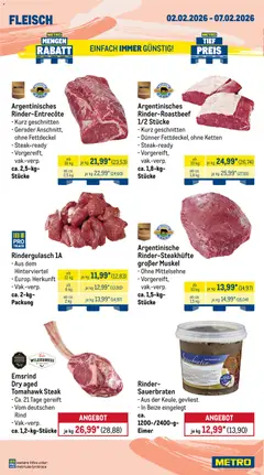 Metro Prospekt 	 ab 02.02.2026 gültig | Seite: 2 | Produkte: Rindergulasch, Backofen, Steak, Fleisch