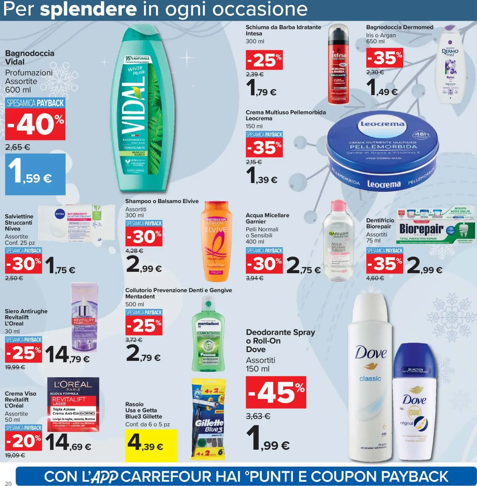Volantino Carrefour del 13.03.2026 | Pagina: 20 | Prodotti: Shampoo, Schiuma da barba, Deodorante, Collutorio