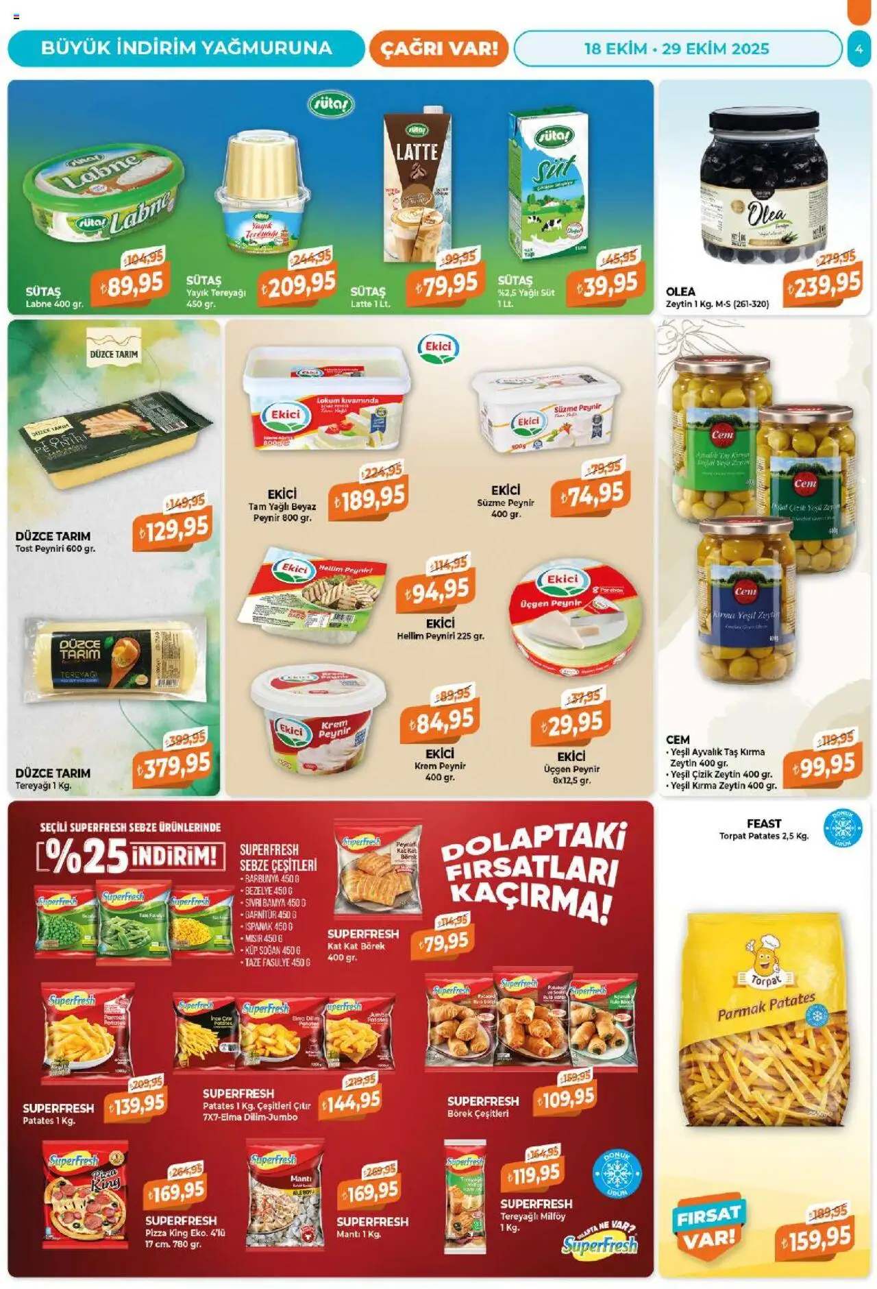 Çağrı Market Katalog - 18.10.2025 tarihinden itibaren geçerlidir | Sayfa: 4 | Ürünler: Krem, Peynir, Sebze, Mısır