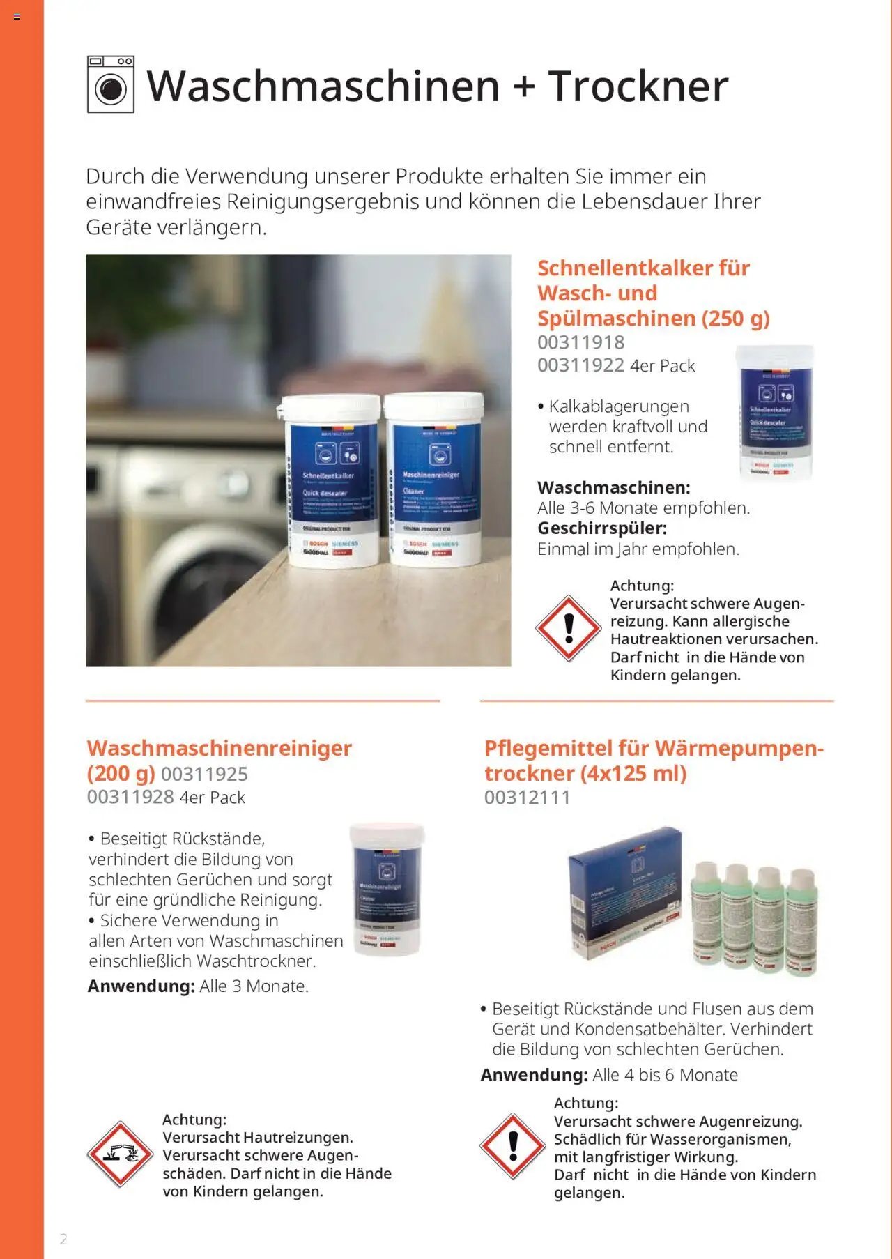 Bosch Kundendienst gültig ab 06.03.2024 | Seite: 2 | Produkte: Trockner, Geschirrspüler
