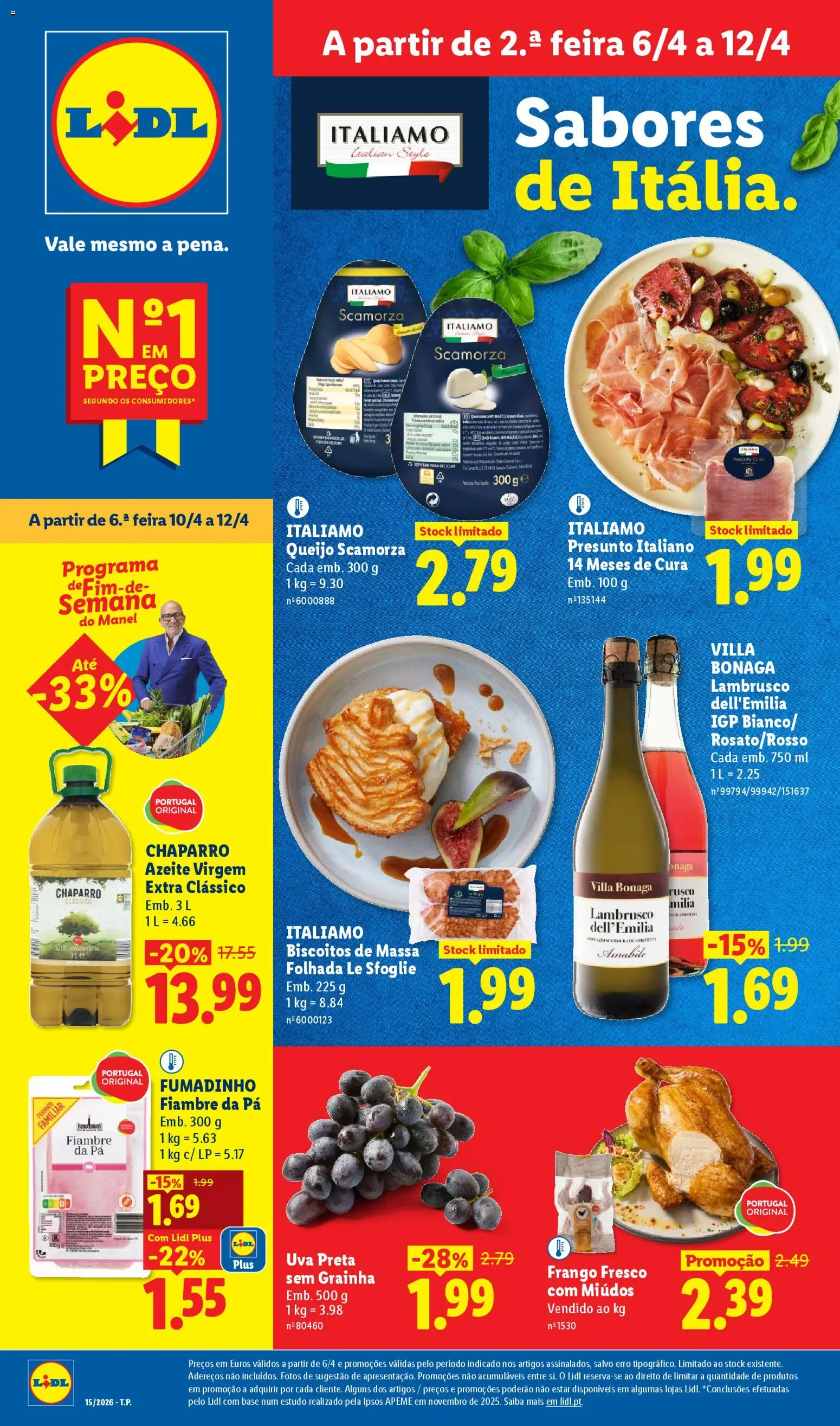 Lidl folheto │ válido de 06.04.2026 | Página: 1 | Produtos: Massa folhada, Azeite, Puff, Biscoitos