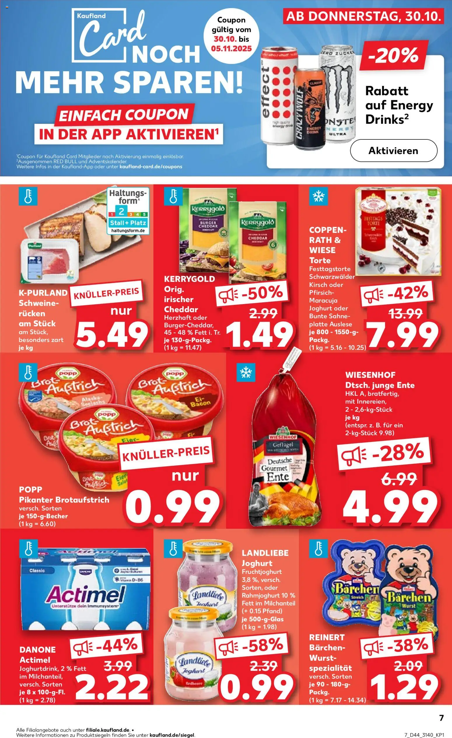Kaufland prospekt Leipzig	 – gültig ab 30.10.2025 | Seite: 7 | Produkte: Actimel, Red bull, Sahne, Ente