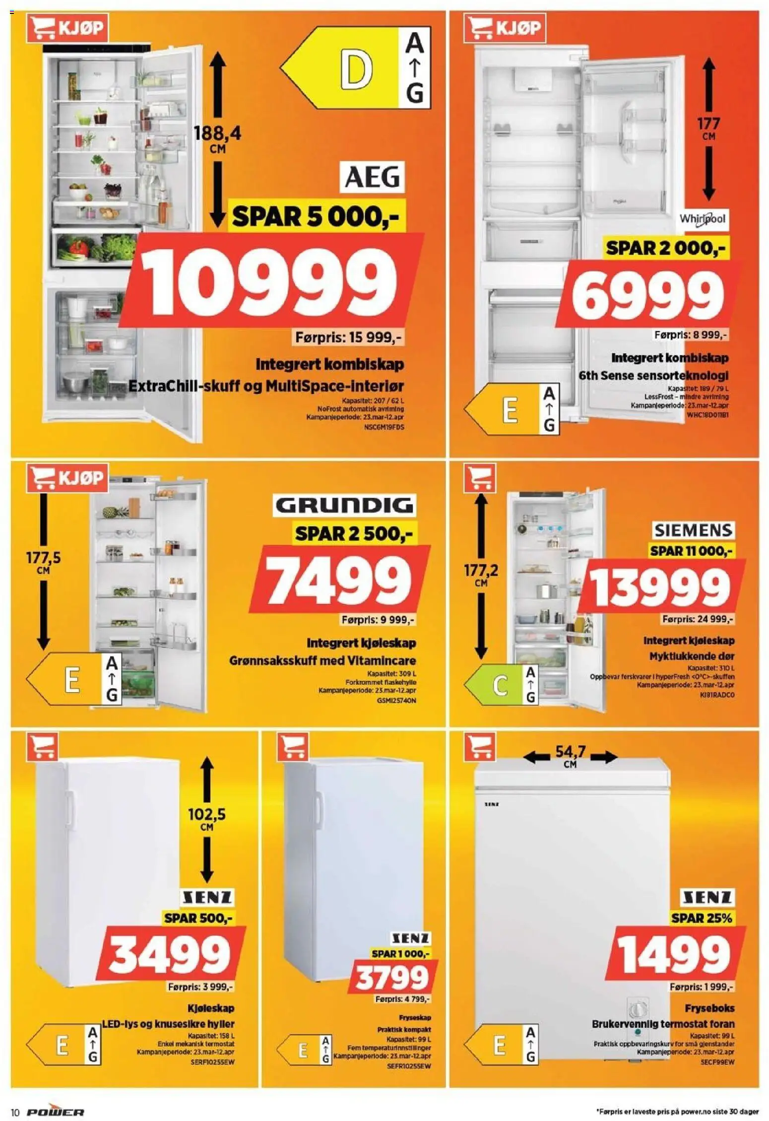 {H1} | Side: 10 | Produkter: Fryseskap, Kombiskap, Kjøleskap, Суміш дитяча