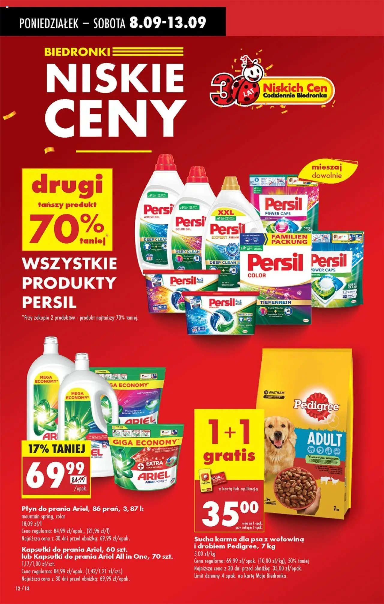 Biedronka gazetka od 08.09.2025 | Strona: 14 | Produkty: Pedigree, Ariel, Sucha karma dla psa, Wołowina