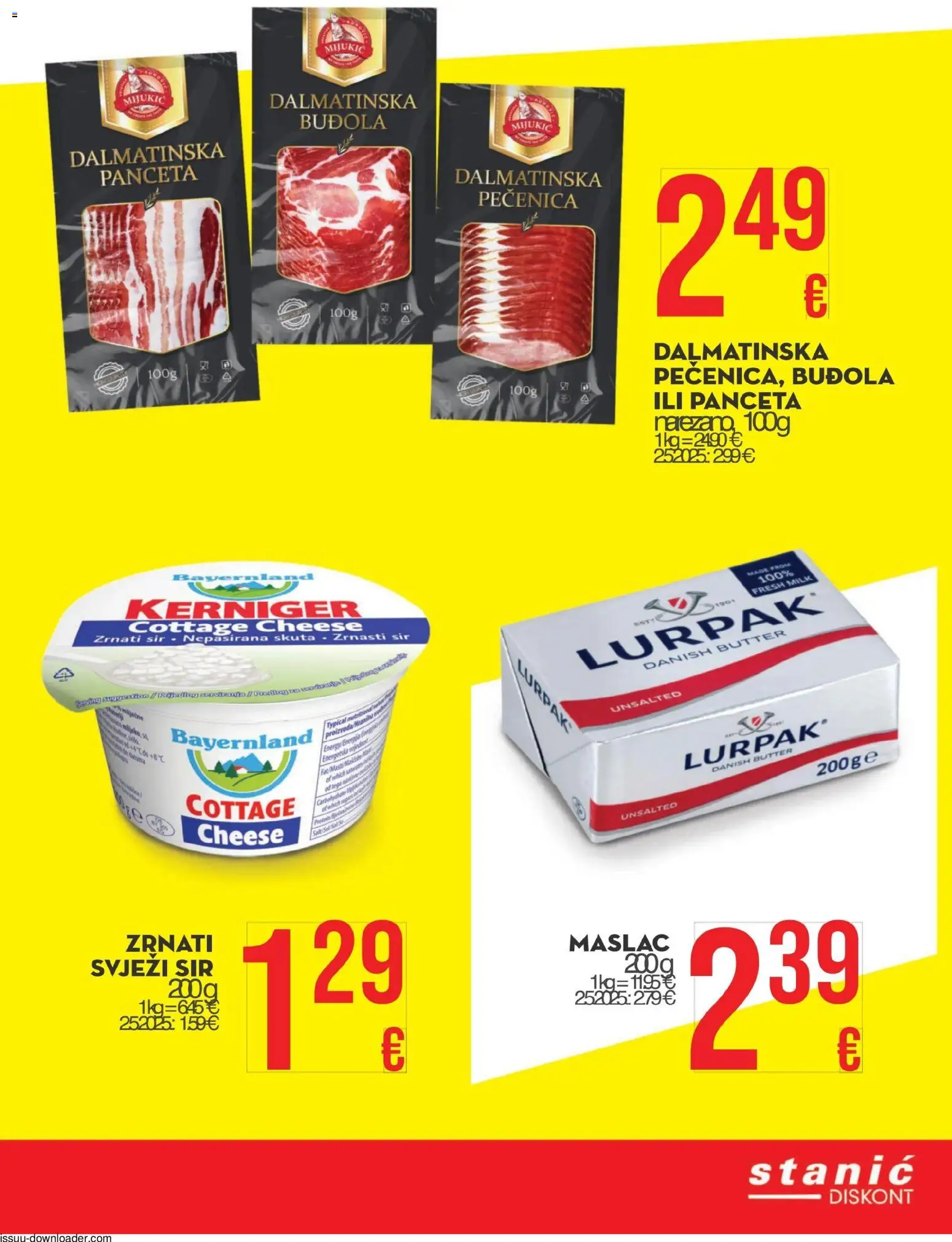 Stanić Diskont katalog | vrijedi od 30.10.2025 | Stranica: 19 | Proizvodi: Maslac, Buđola, Svježi sir, Panceta