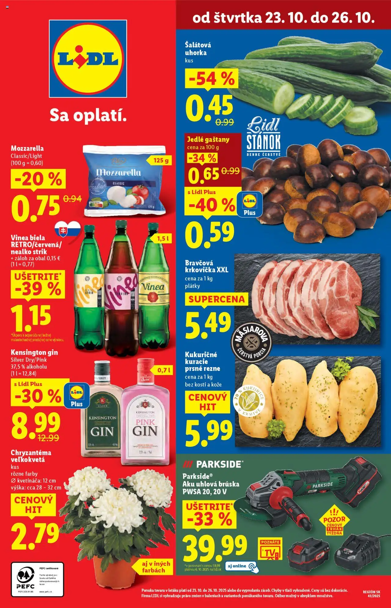Nové Lidl akcie – leták je platný od 20.10.2025 | Strana: 70 | Produkty: Uhlová brúska, Aku, Parkside, Gin
